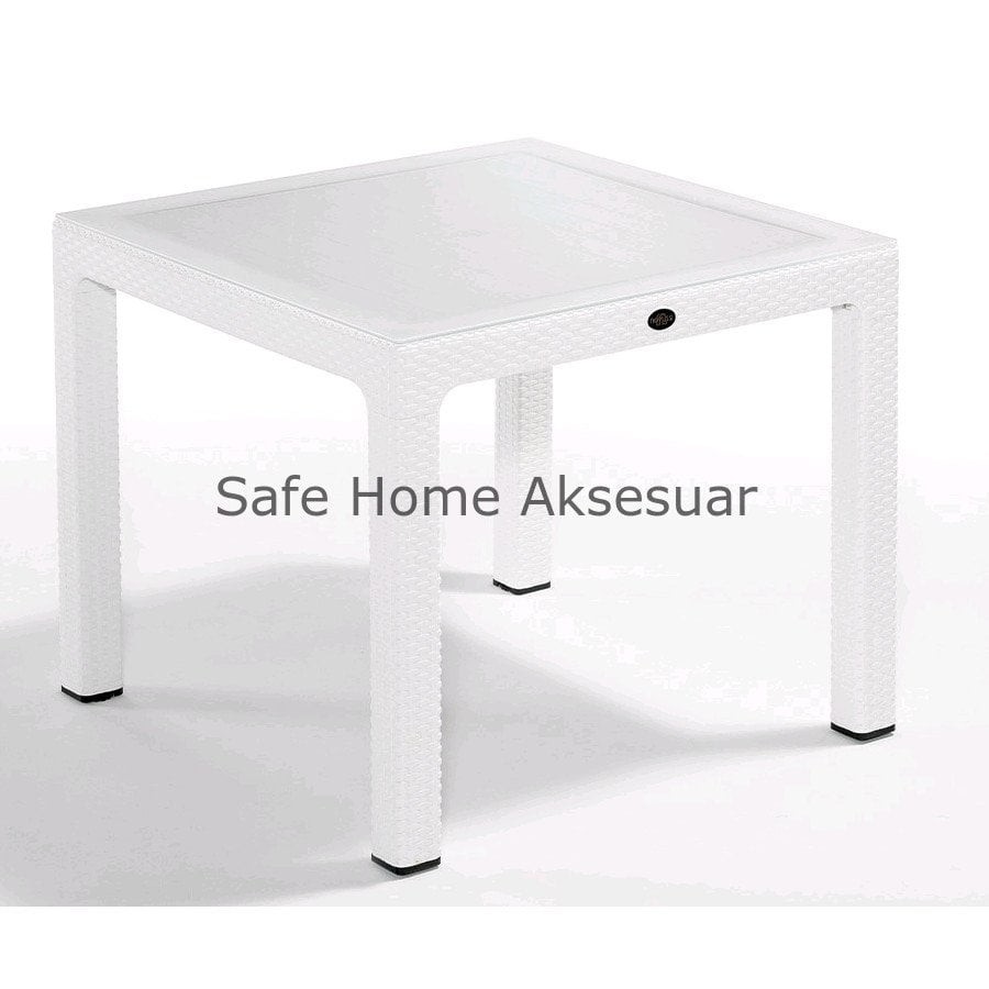 Classi Rattan Camlı Masa 90x90