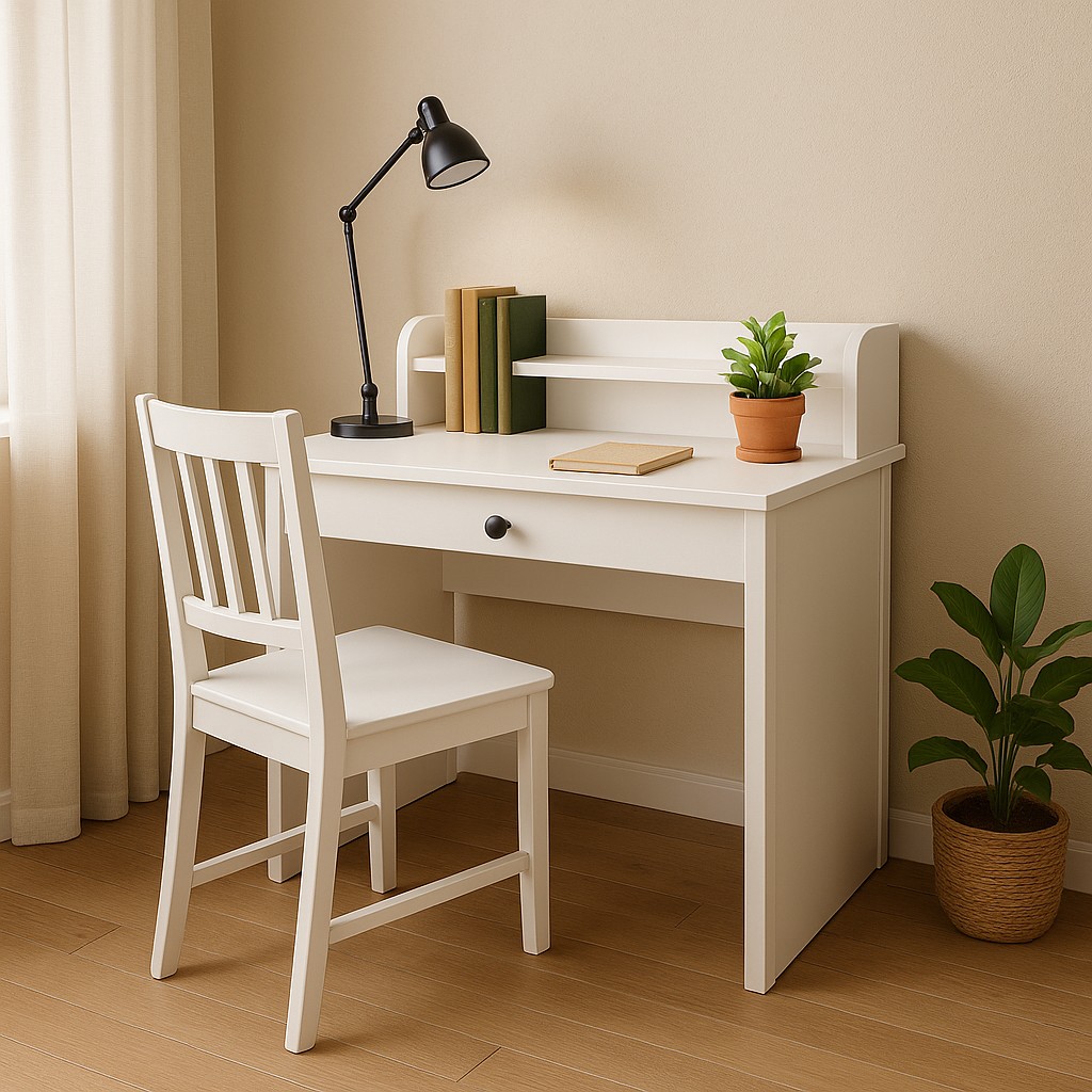 Megelina | Raflı Çalışma Masası – 120x60 cm | Modern Ev Ofis Masası