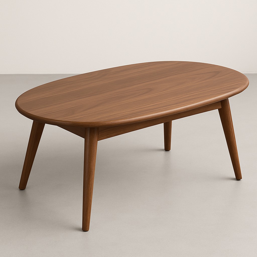 Oval Ceviz Orta Sehpa – Modern Ahşap Tasarım