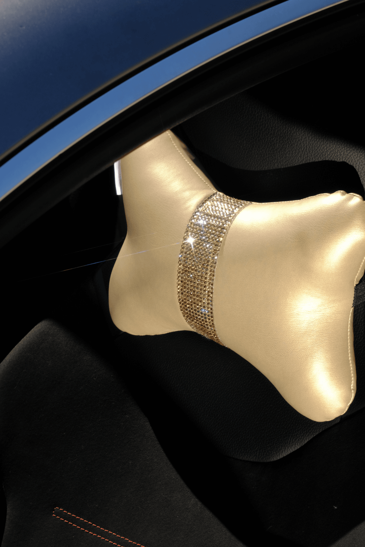 Gold Yastık Kılıfı Gold Taş Görünüm Dik Şeritli 2 Adet
