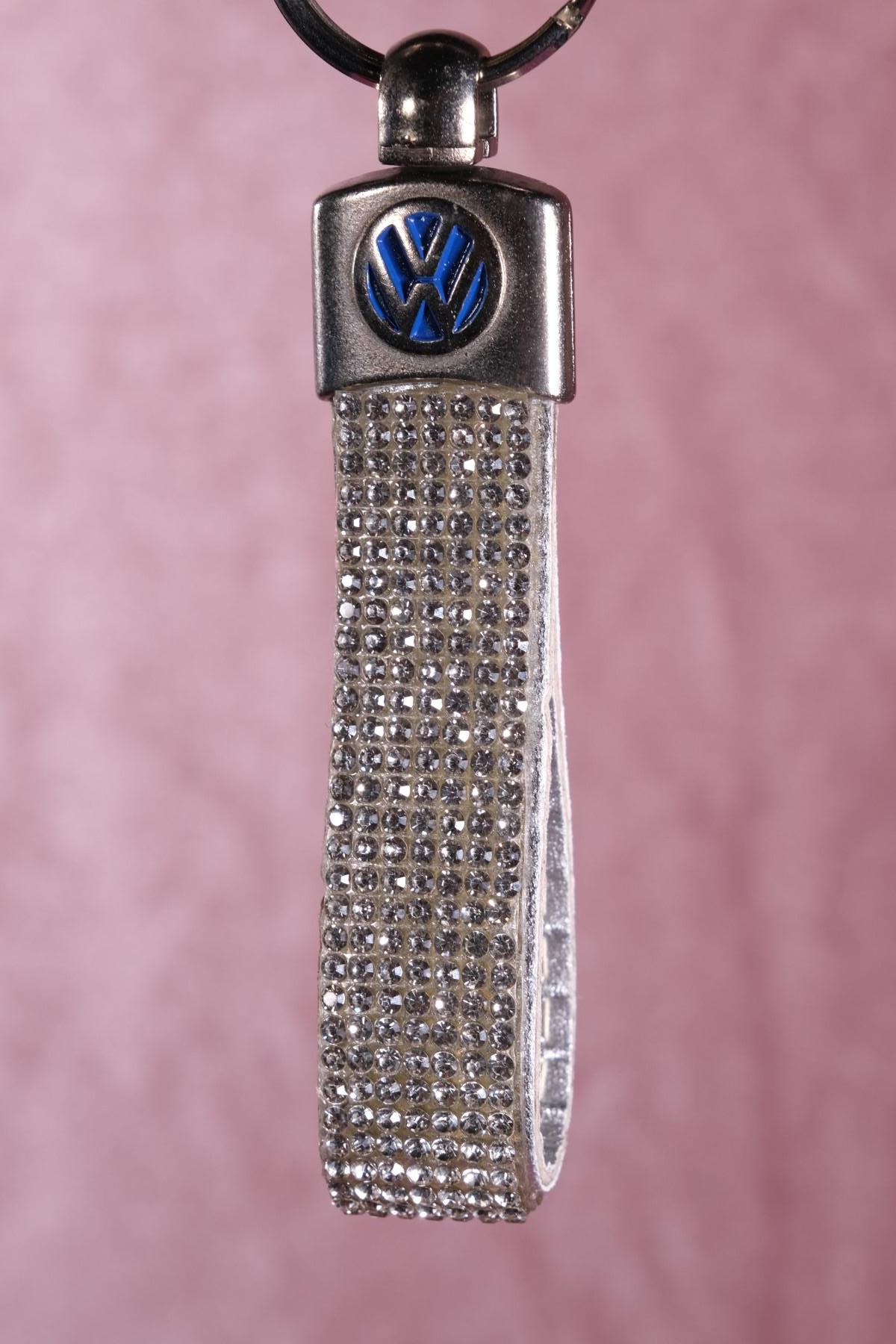 VW Logolu Gümüş Swaroski Anahtarlık