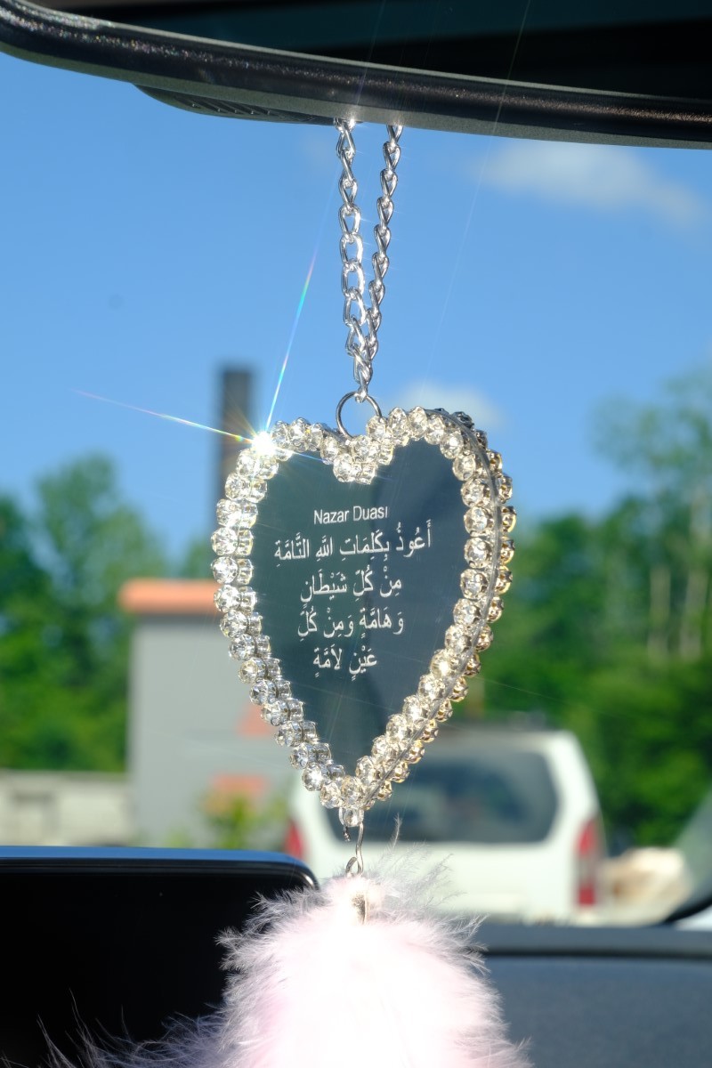 Kazıma Kalp Düşkapanı Dikiz Süsü Tüy Seçenekli 