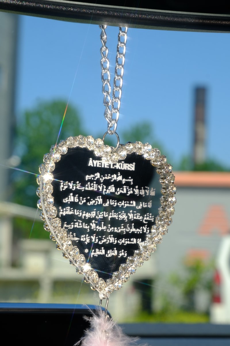 Kazıma Kalp Düşkapanı Dikiz Süsü Tüy Seçenekli 