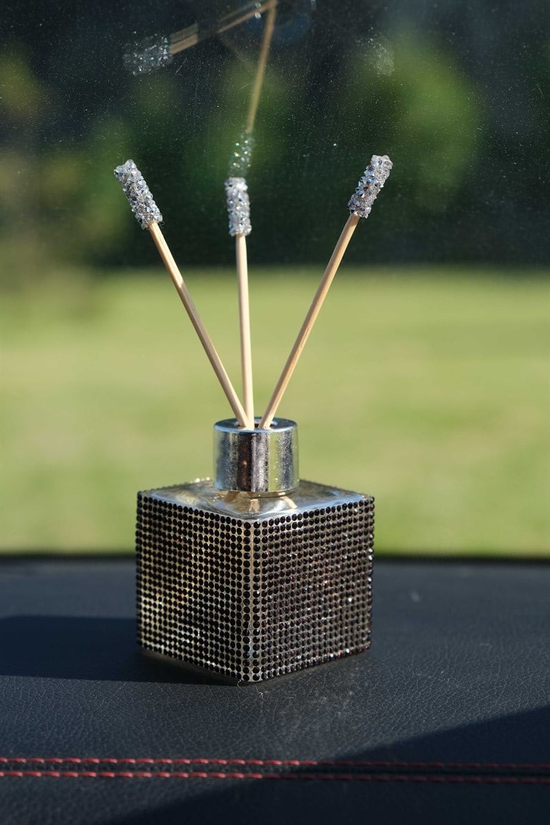 Siyah Swarovski Kare Kavanoz Koku