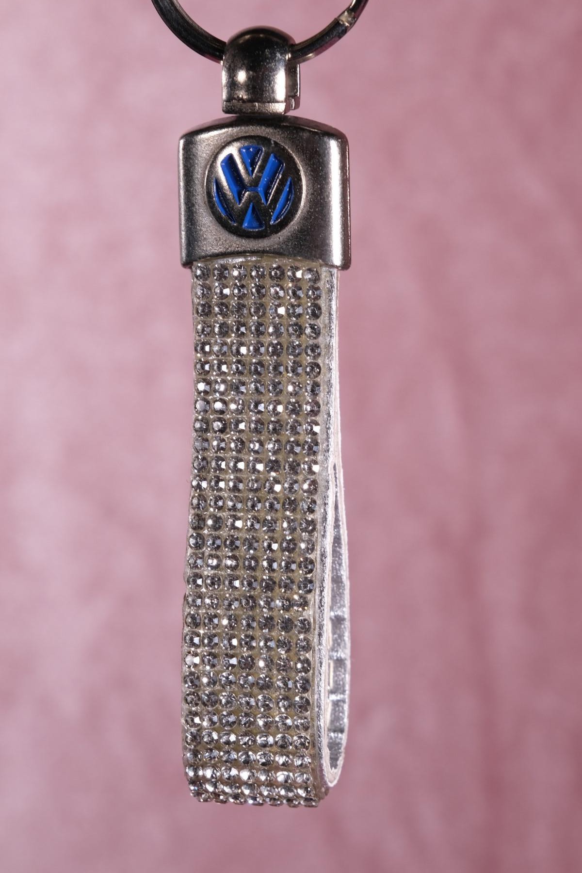 VW Logolu Gümüş Swaroski Anahtarlık