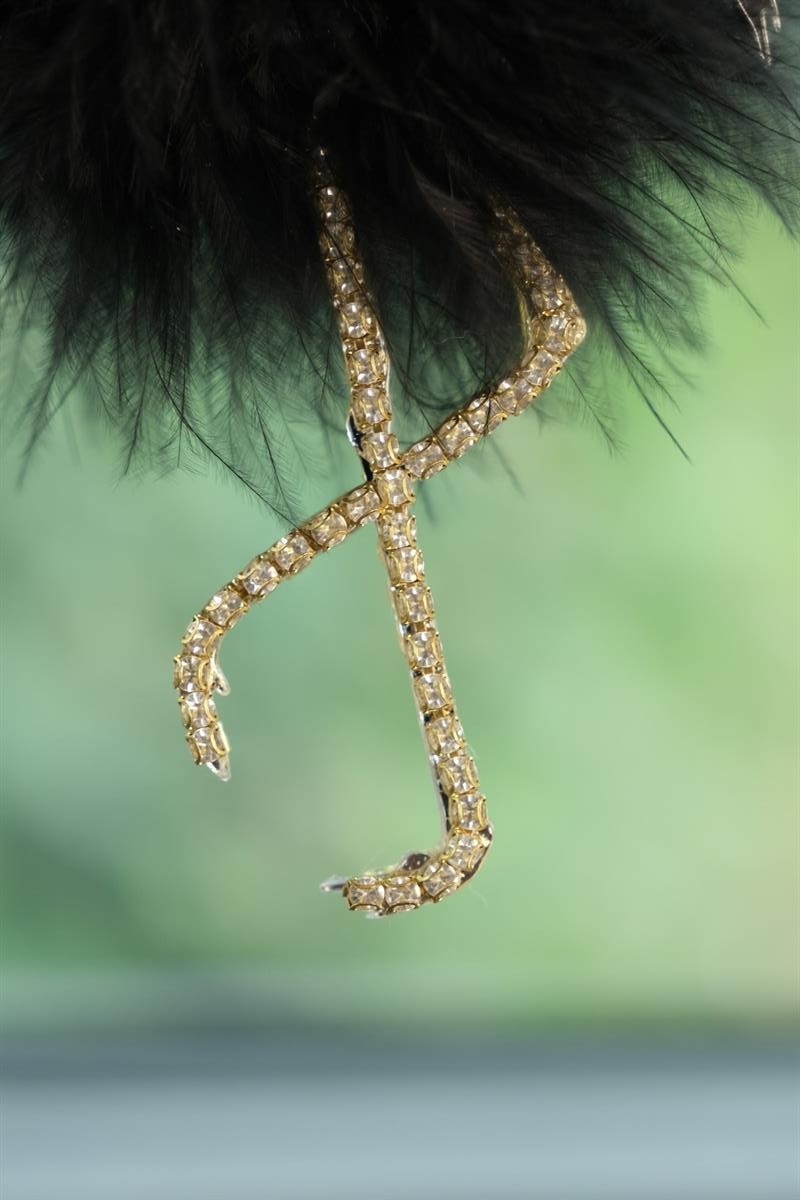 Flamingo Dikiz Süsü Gold Taş & Siyah Tüy