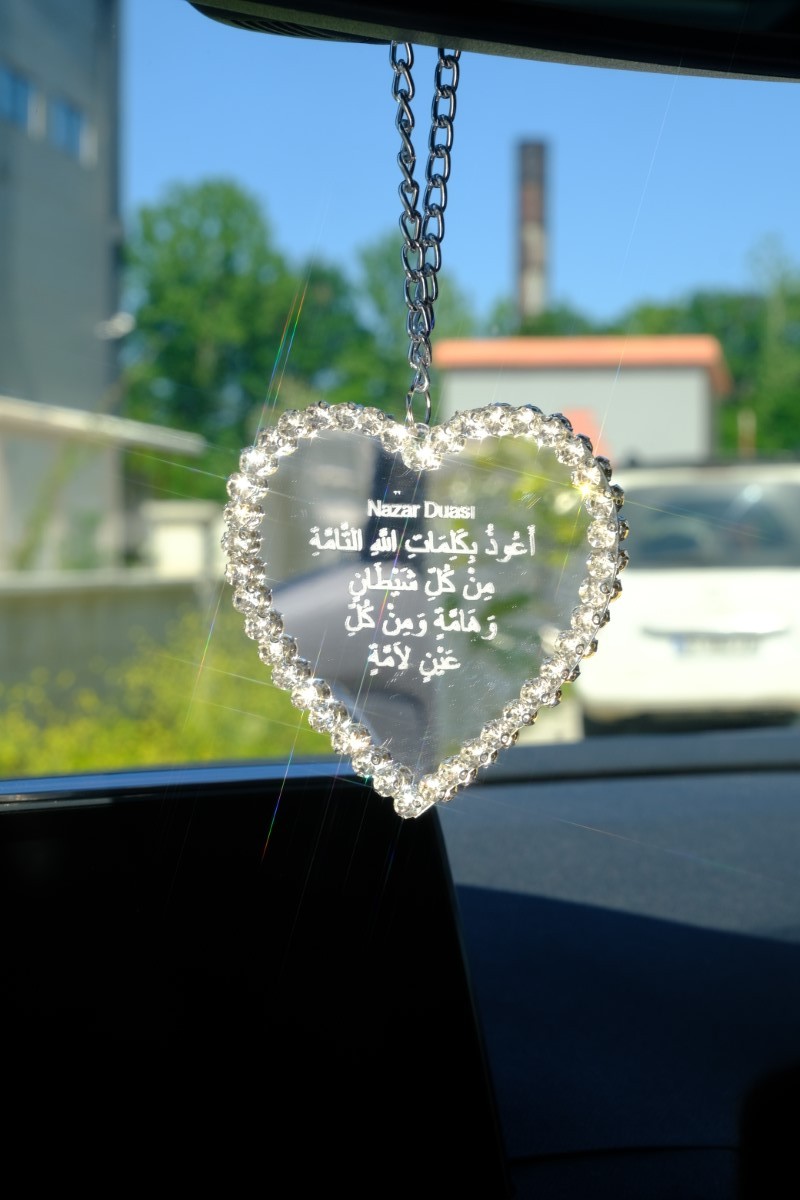 Kazıma Kalp Ayetel Kürsi - Nazar Duası Dikiz Süsü 