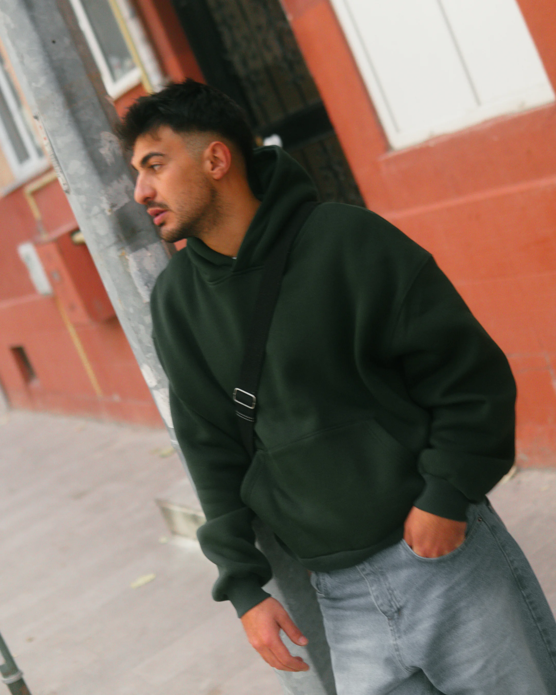 Basic Oversize Hoodie Koyu Yeşil