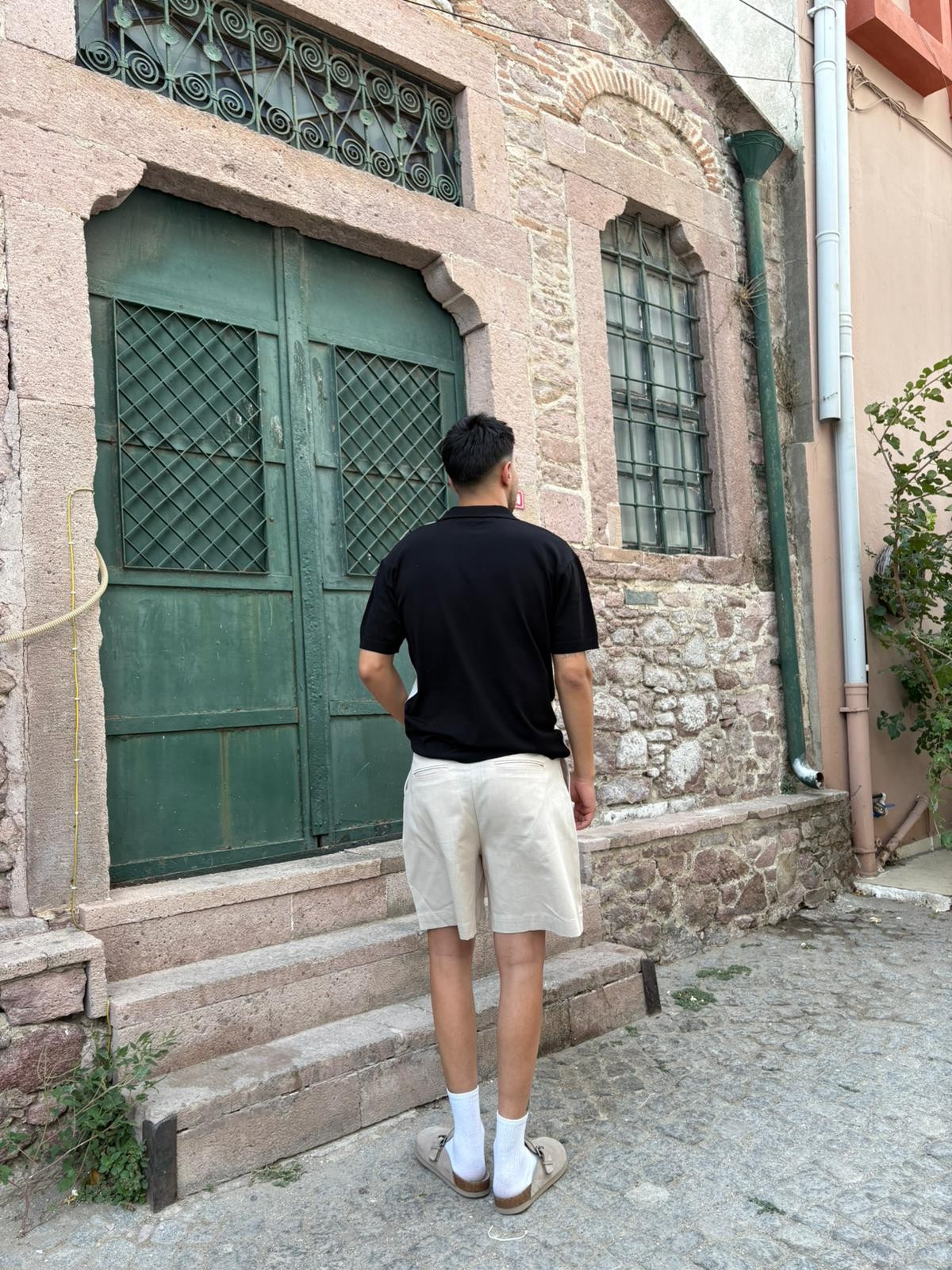 Printed Oversize Polo Yaka Triko T-Shirt