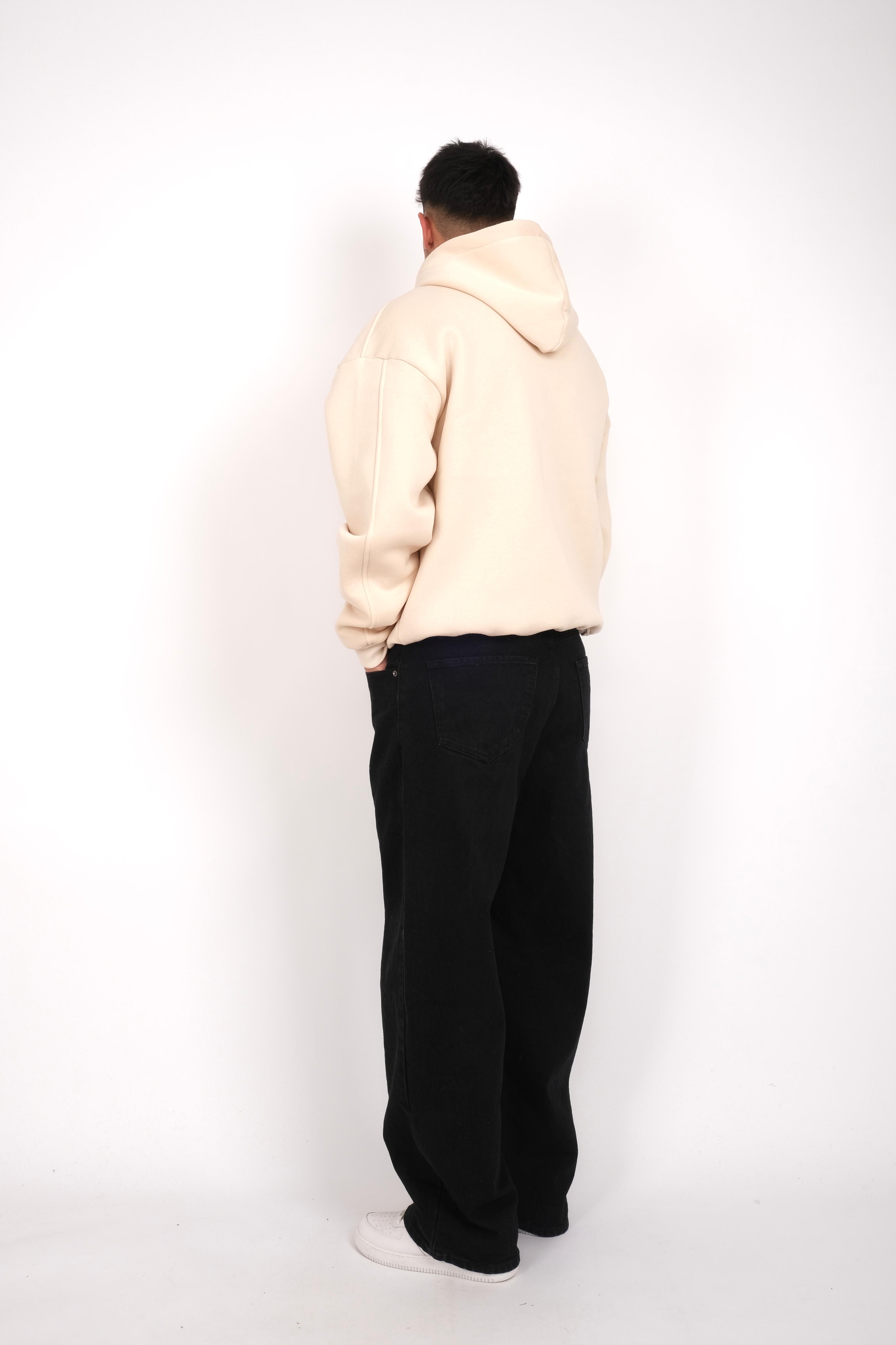 Cream basic oversize full zip hoodie