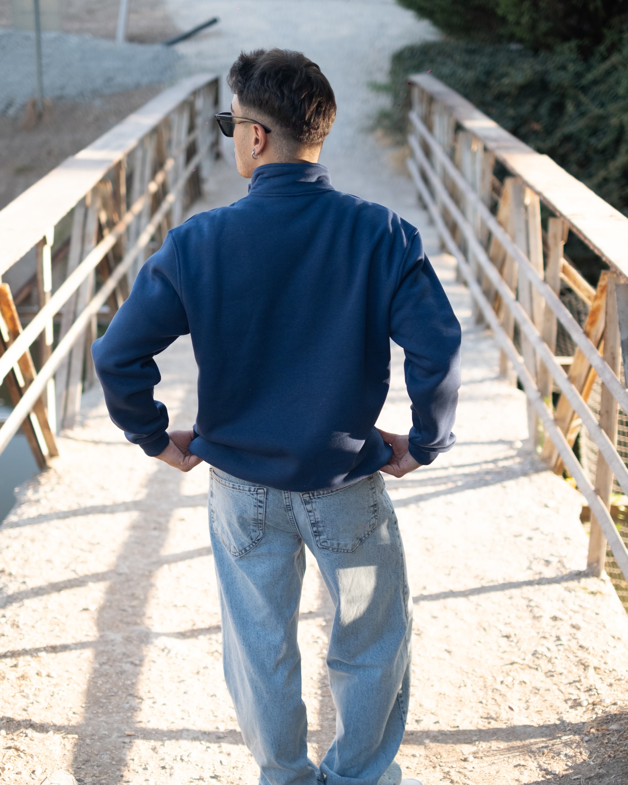 Half Zip Oversize Sweatshirt - Lacivert