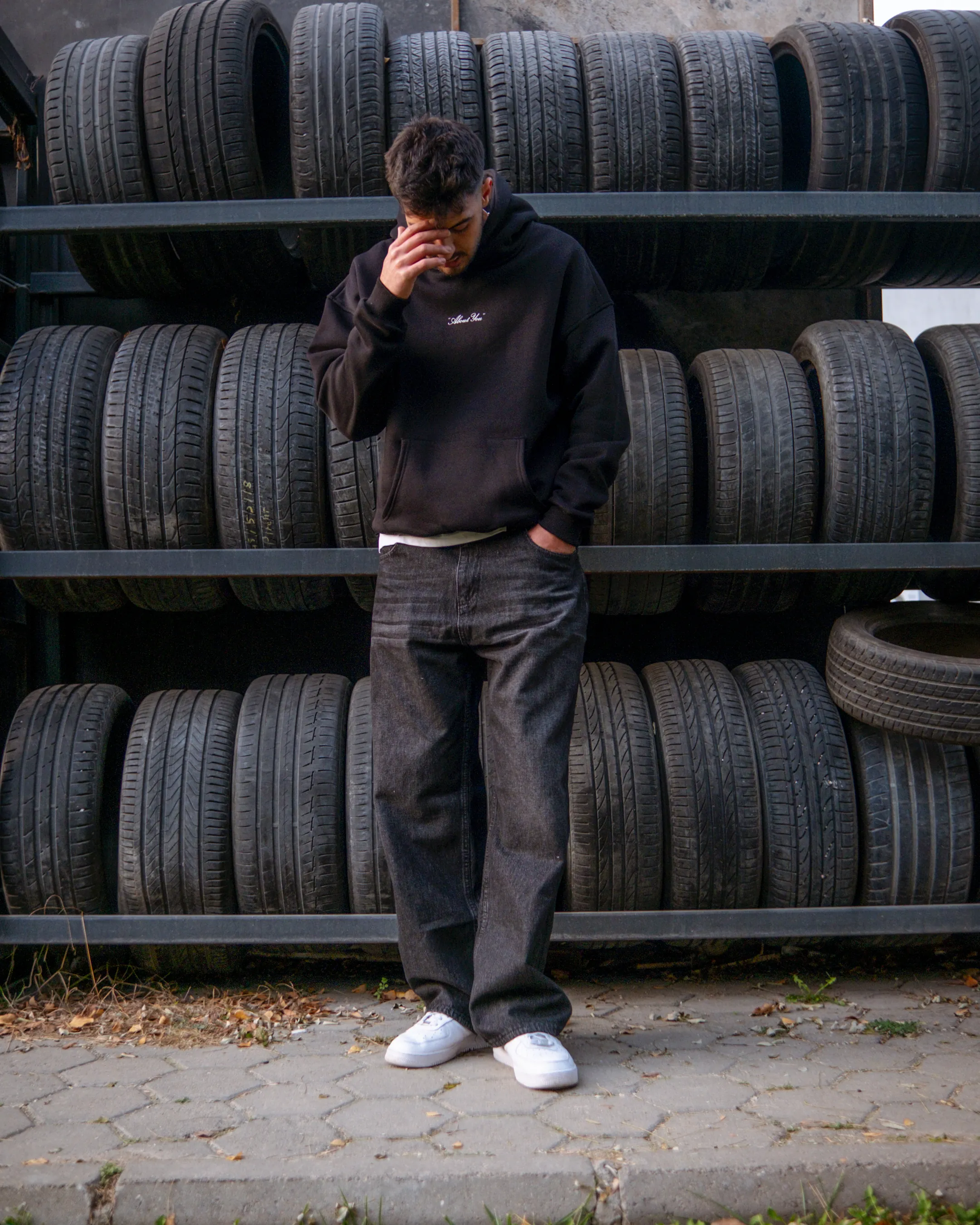 About You Printed Oversize Hoodie Siyah