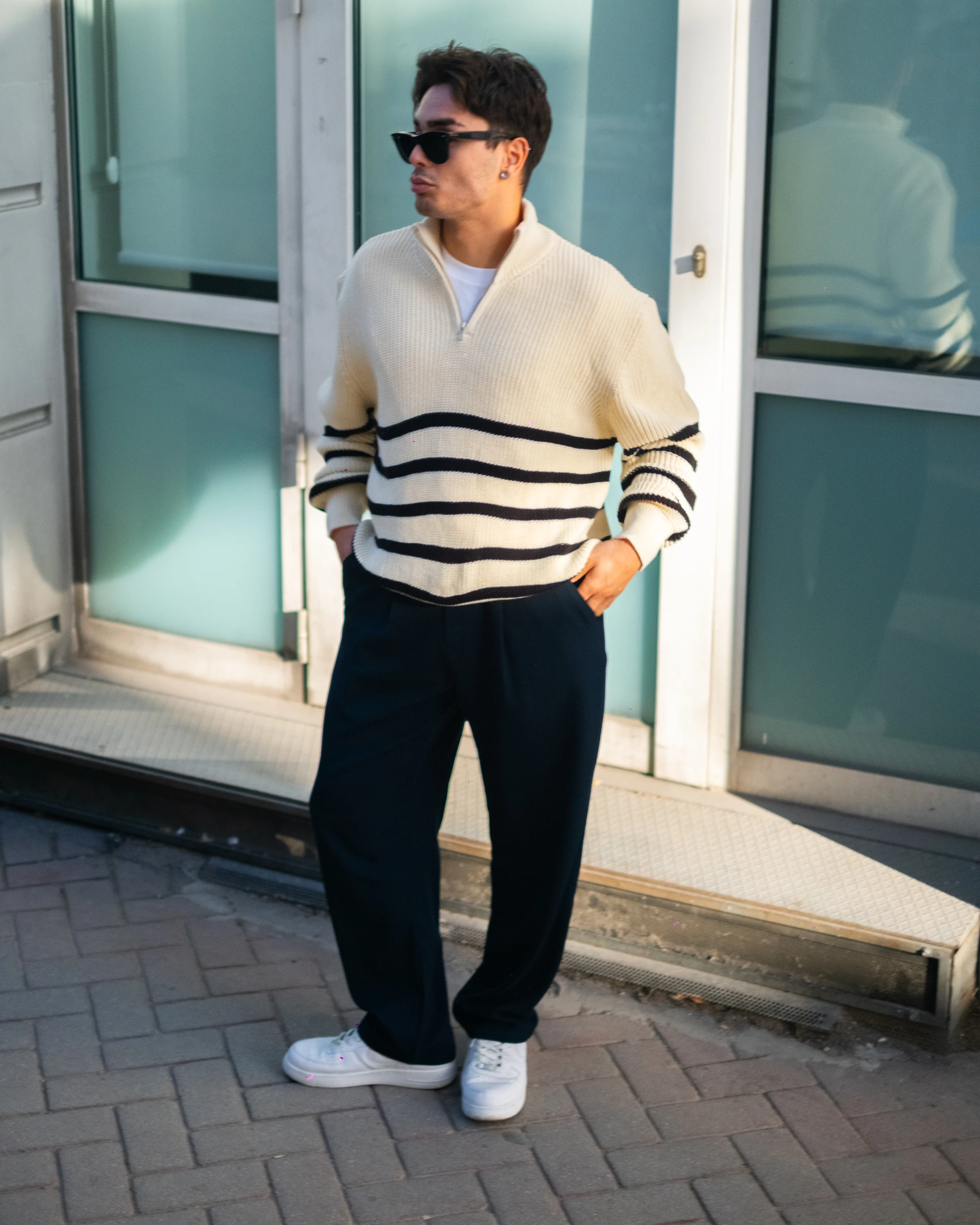 Lacivert Baggy Kumaş Pantolon Kışlık