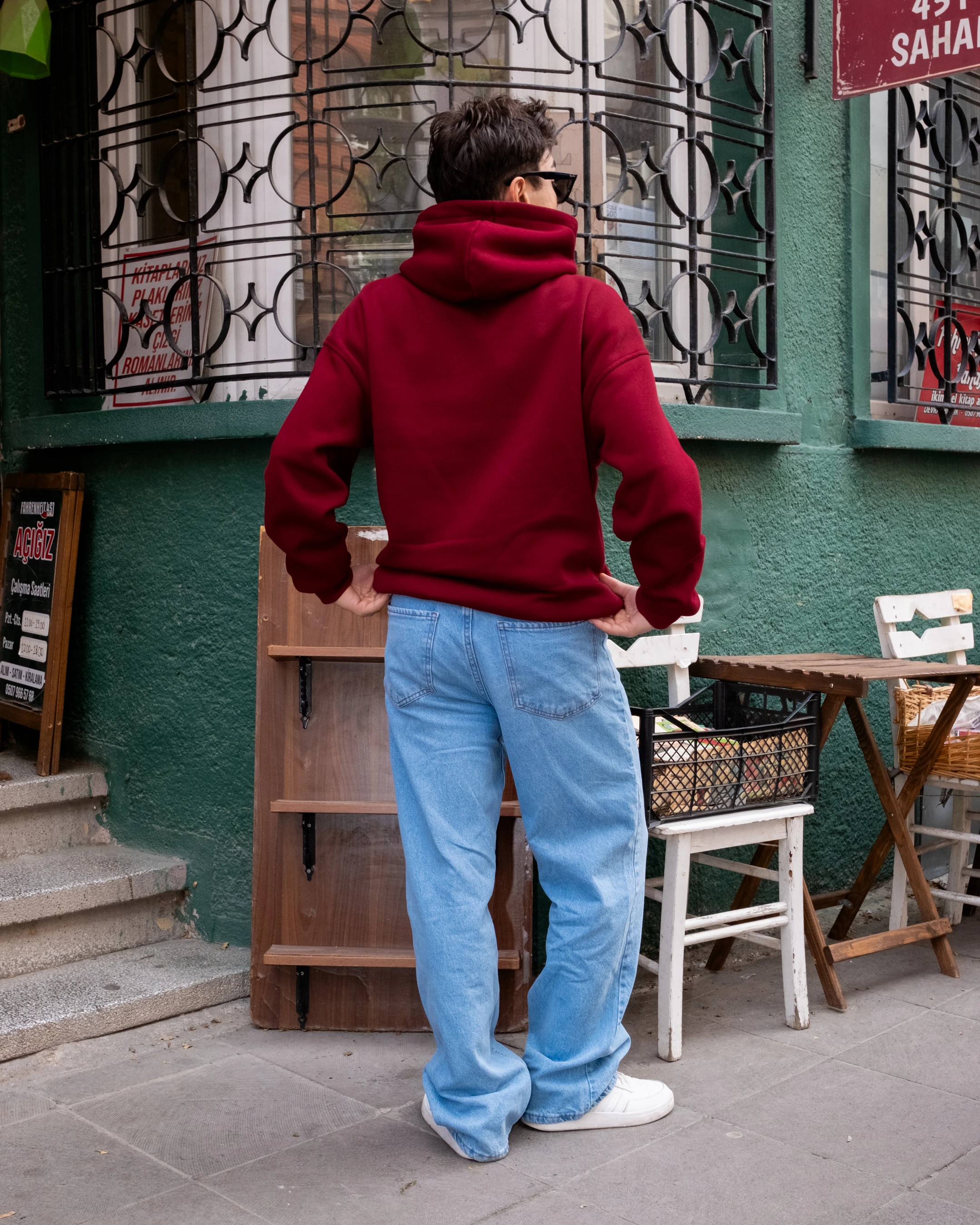 Bordo Basic Full Zip Oversize Hoodie