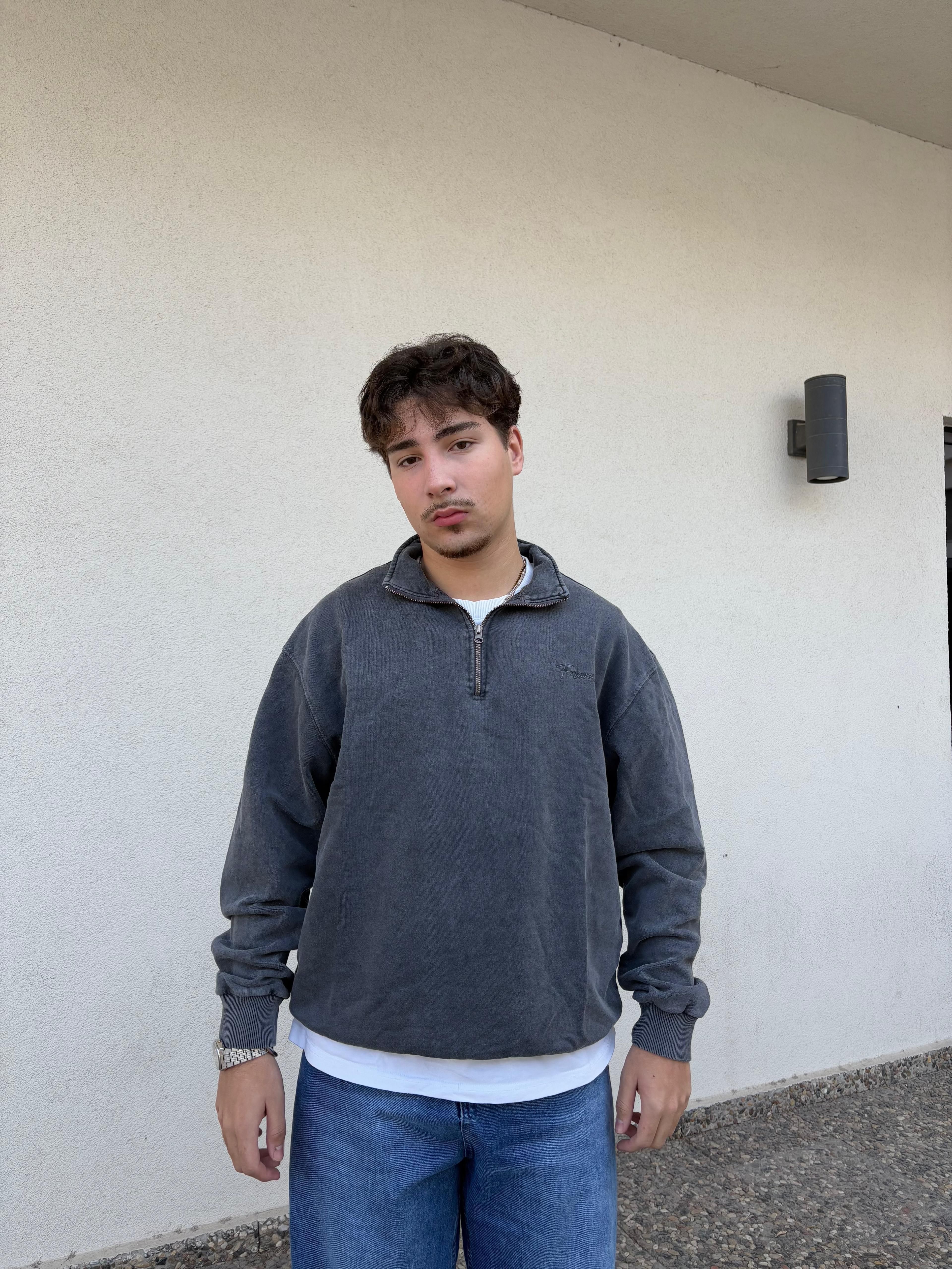 Quarter Zip Washed Sweatshirt