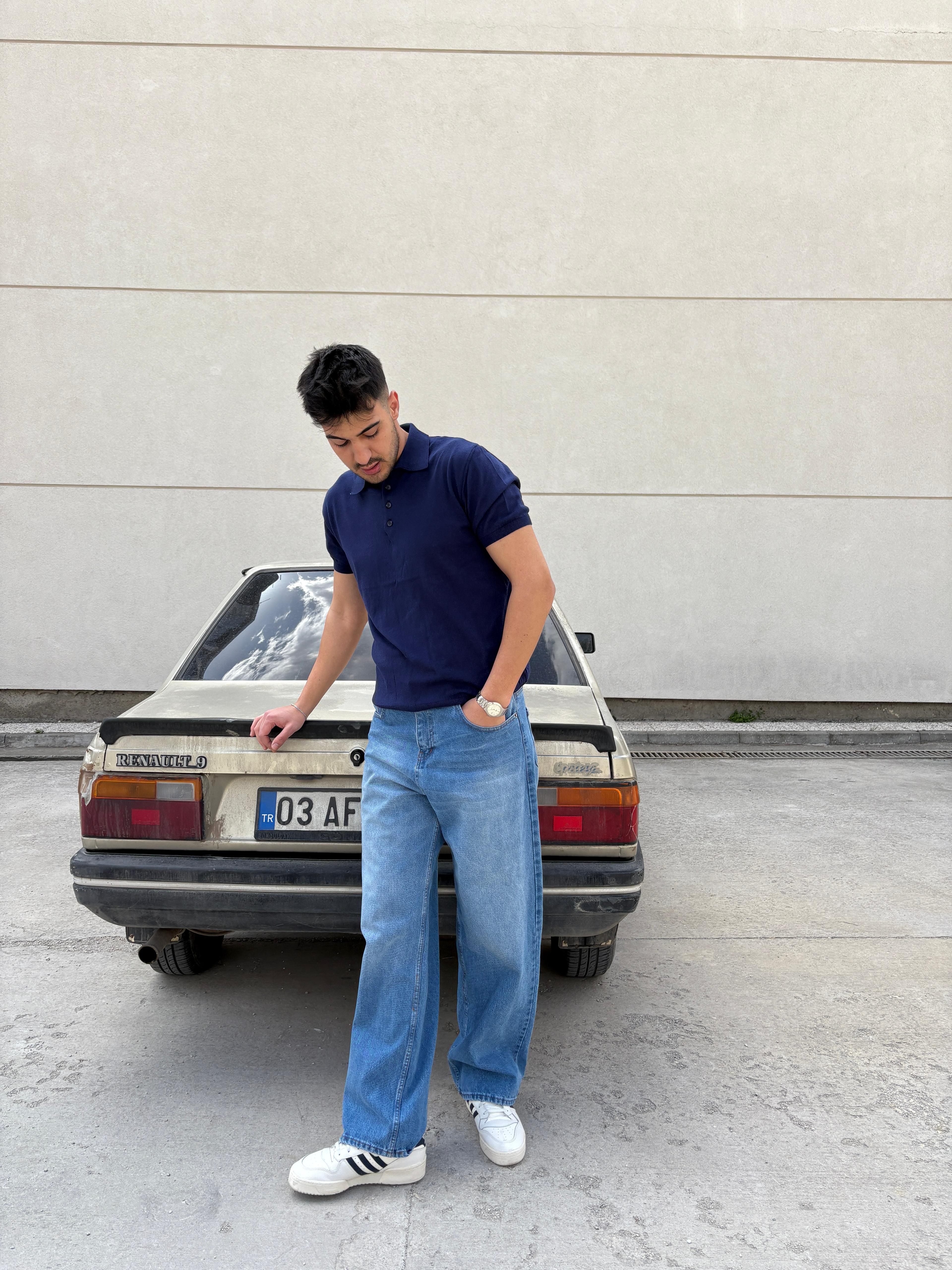 T.D. Slim Fit Basic Polo Yaka T-Shirt - lacivert