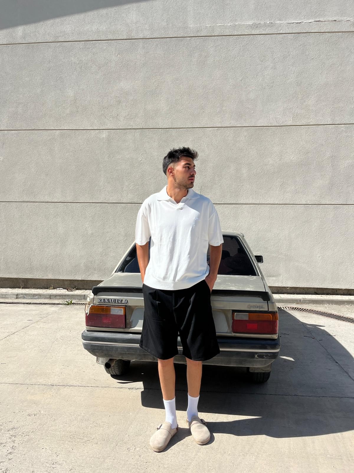 Siyah Unisex Baggy Kumaş Şort