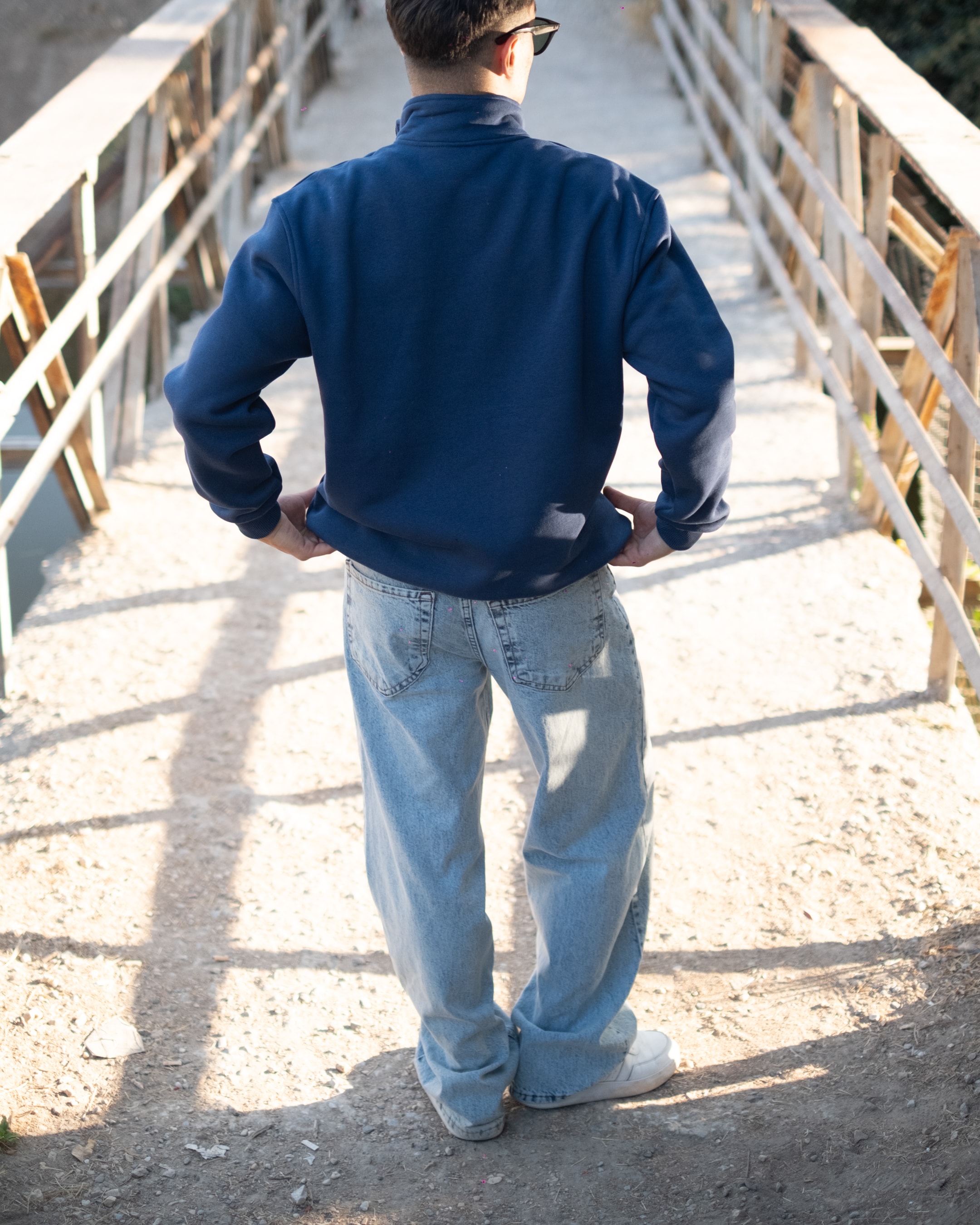 Half Zip Oversize Sweatshirt - Lacivert