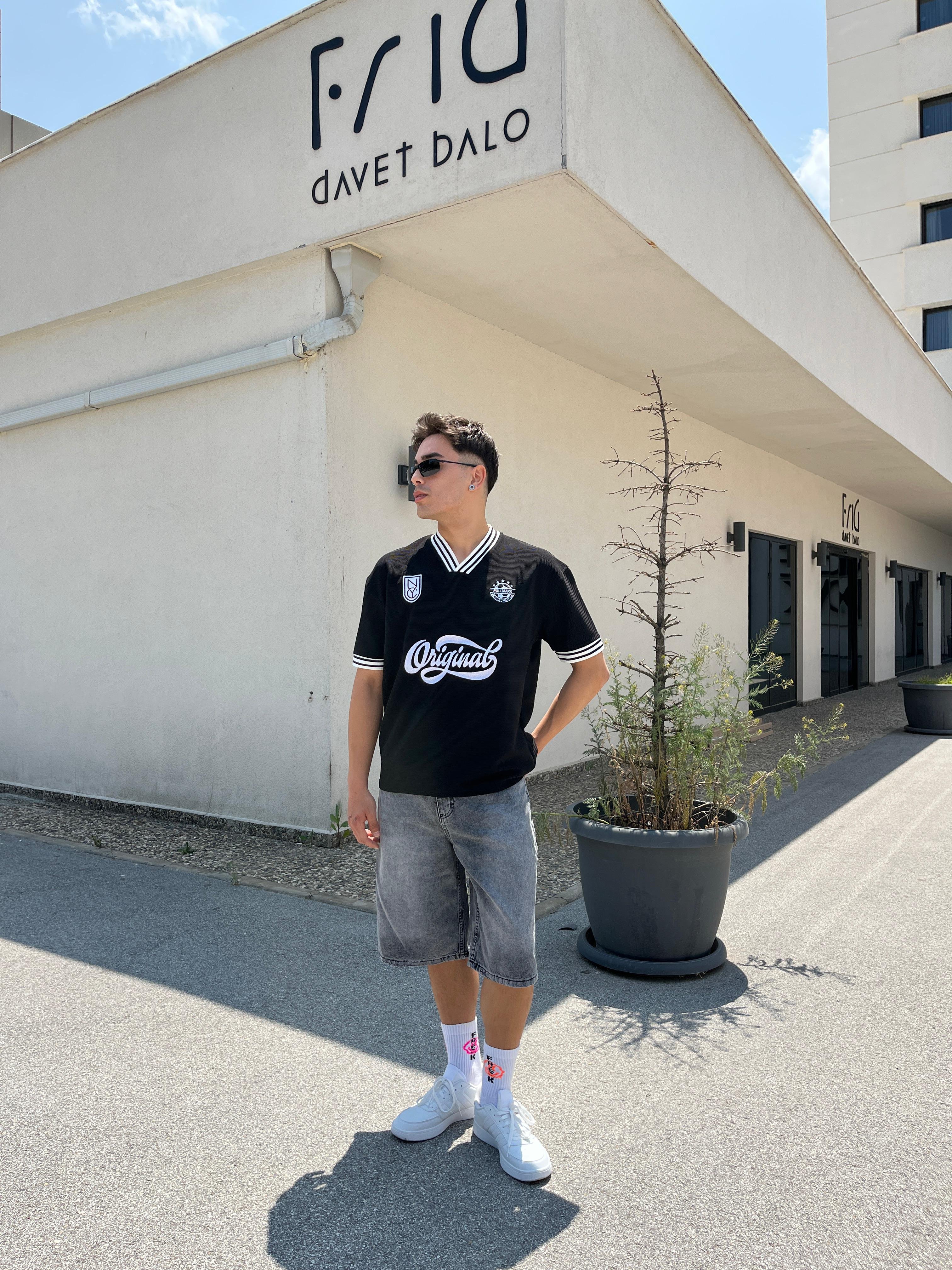 Printed Premium Oversize Jersey - Siyah