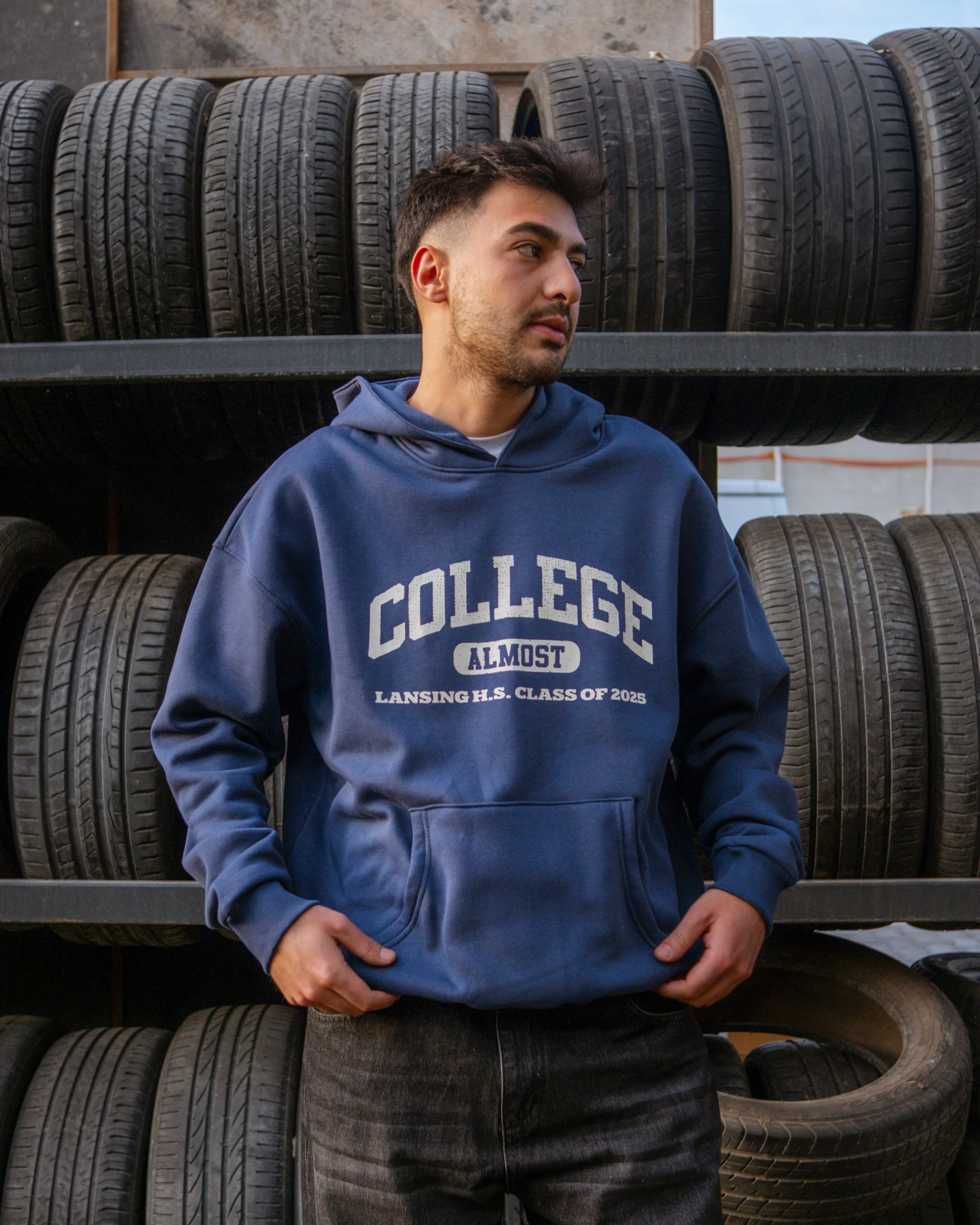 College Printed Oversize Hoodie 