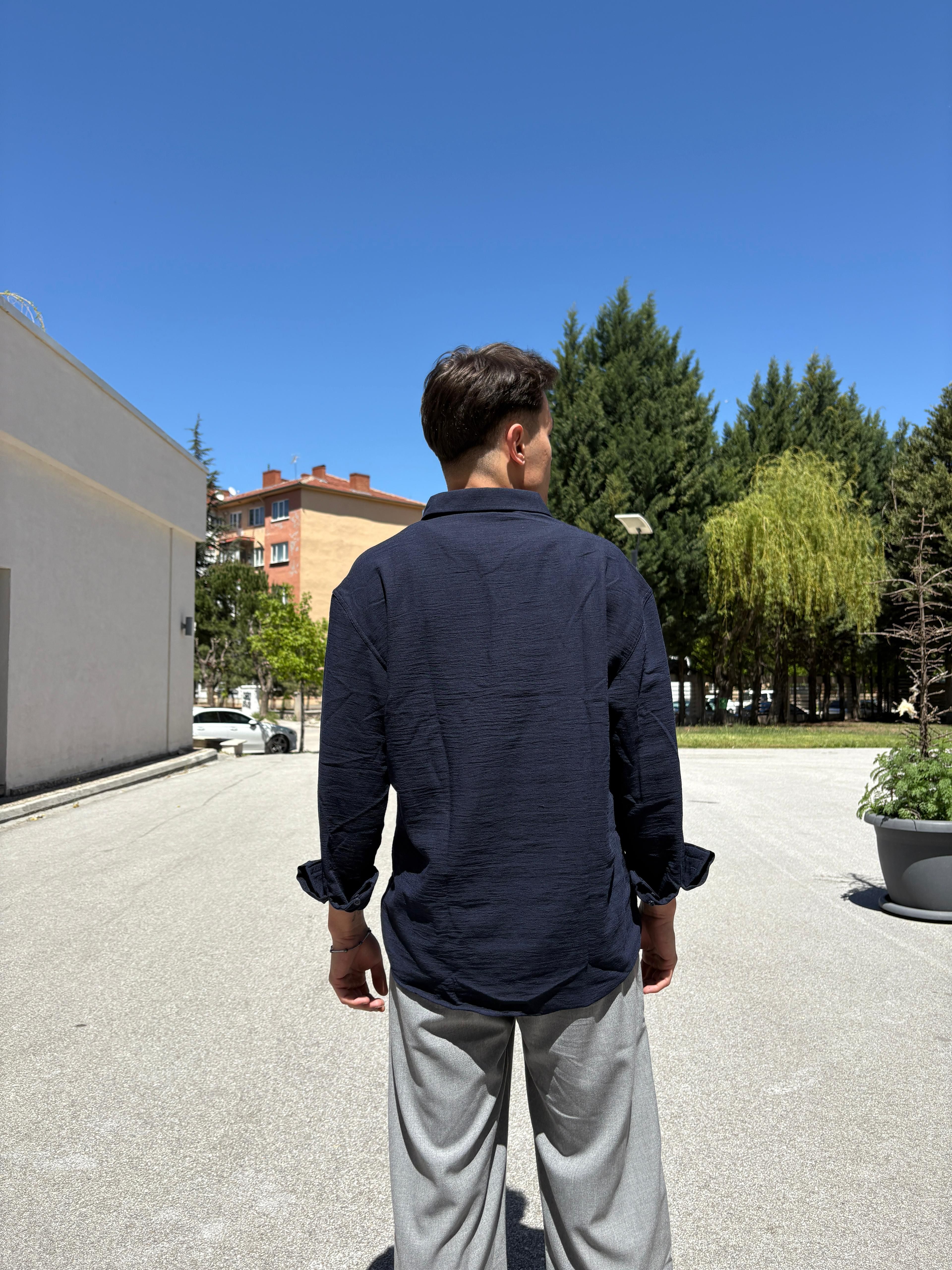 Basic Relaxed Fit Gömlek- Koyu Lacivert