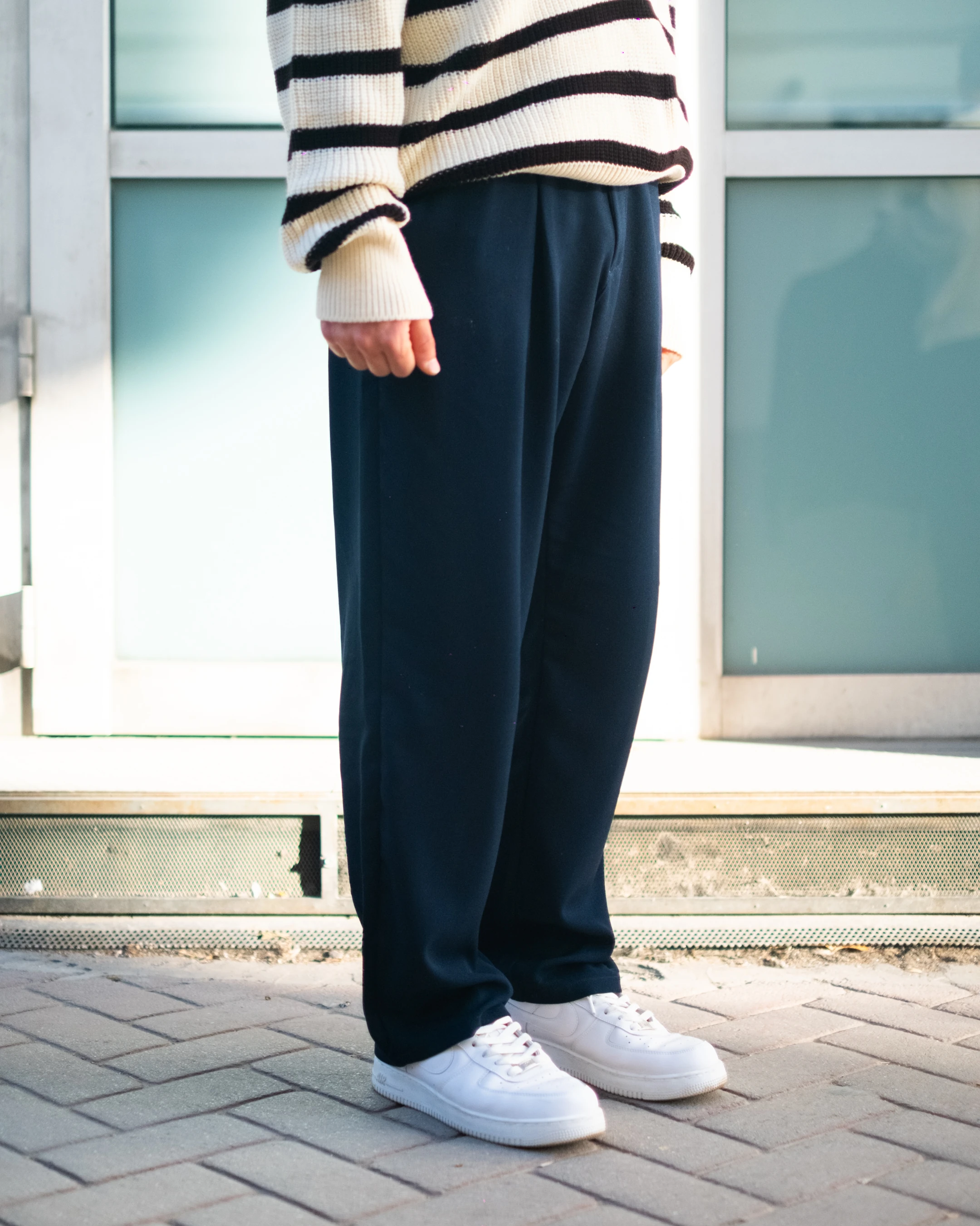 Lacivert Baggy Kumaş Pantolon Kışlık