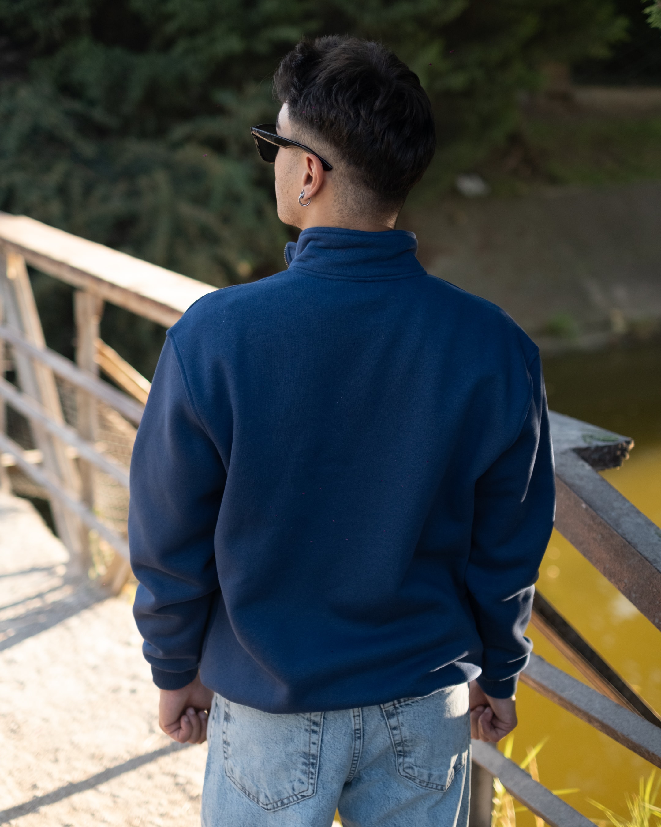 Half Zip Oversize Sweatshirt - Lacivert