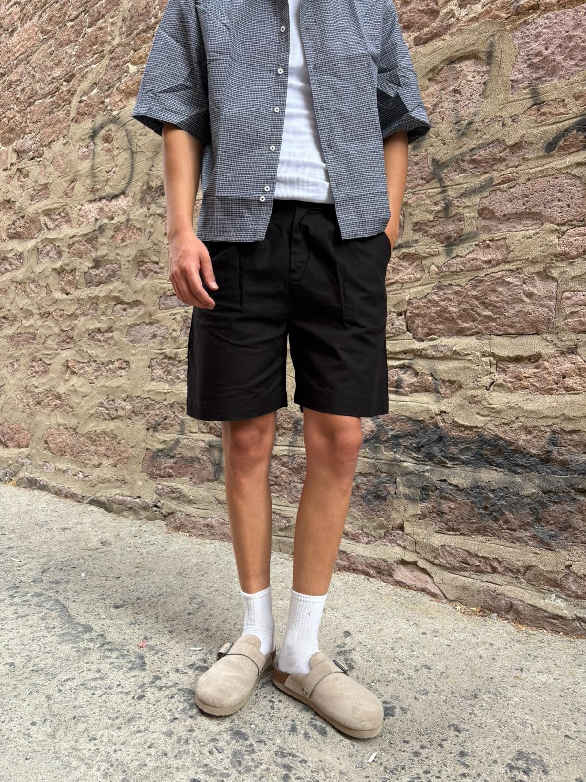Relaxed Pileli Siyah Short