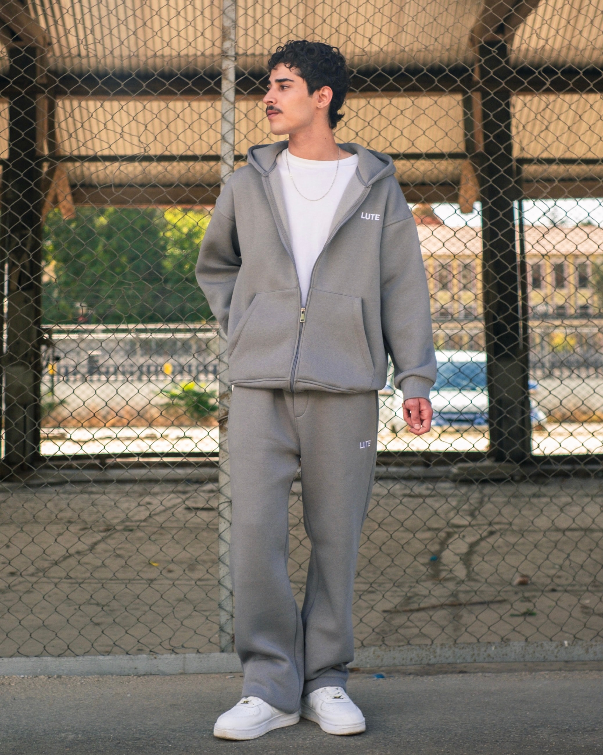 LUTE Premium Oversize Zip Hoodie-Duman Gri