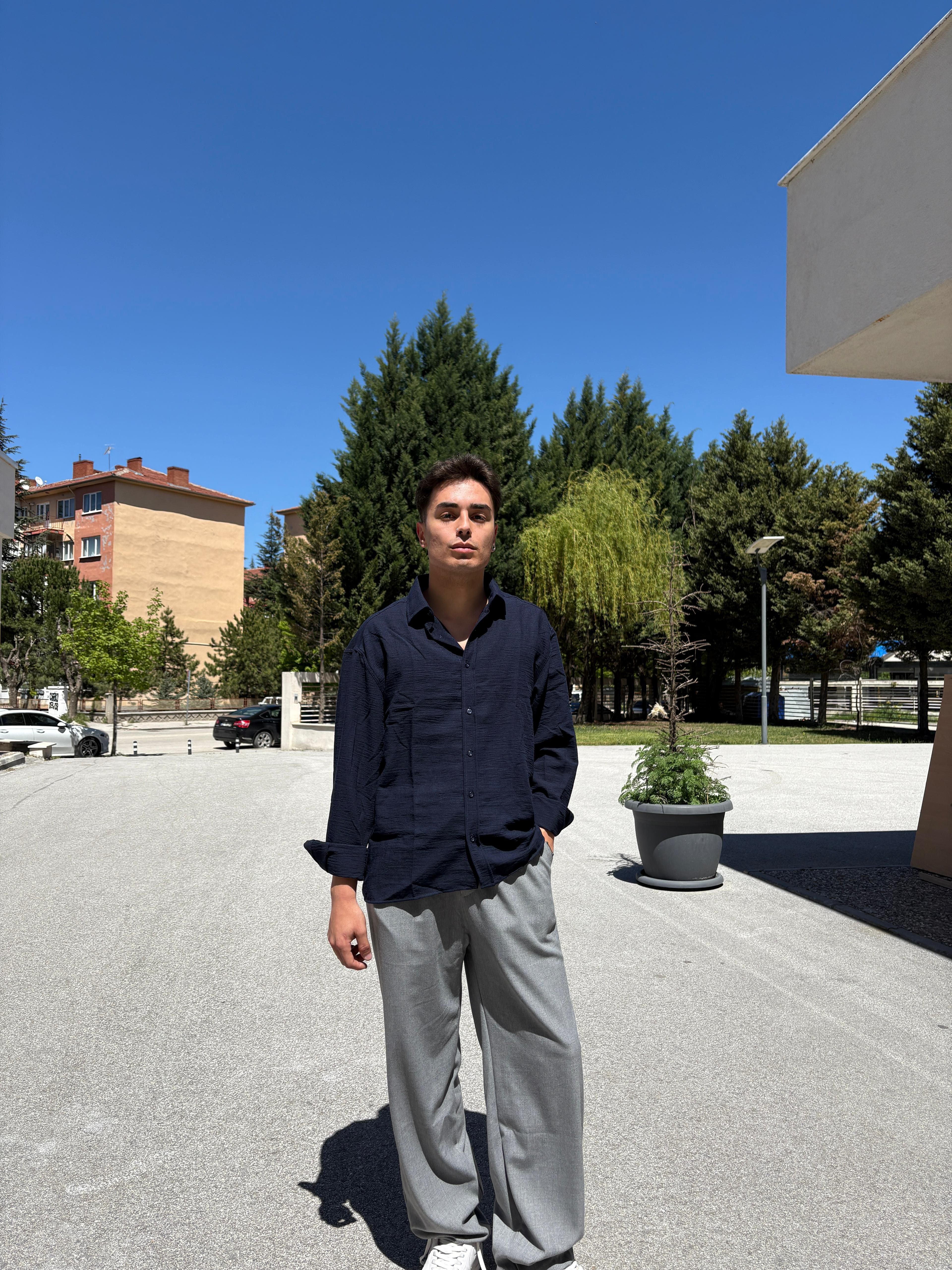 Basic Relaxed Fit Gömlek- Koyu Lacivert