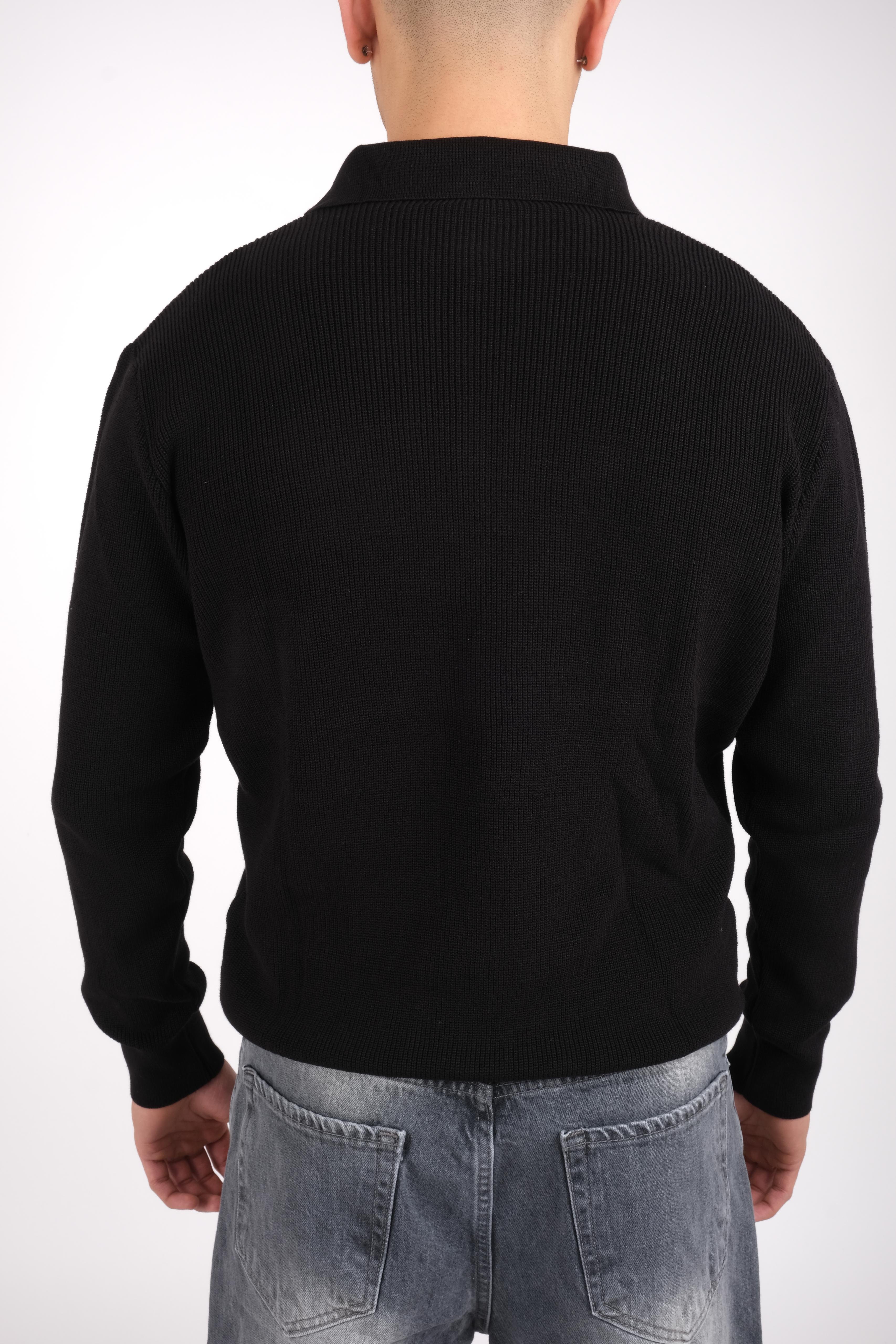 Basic Siyah Polo Yaka Triko