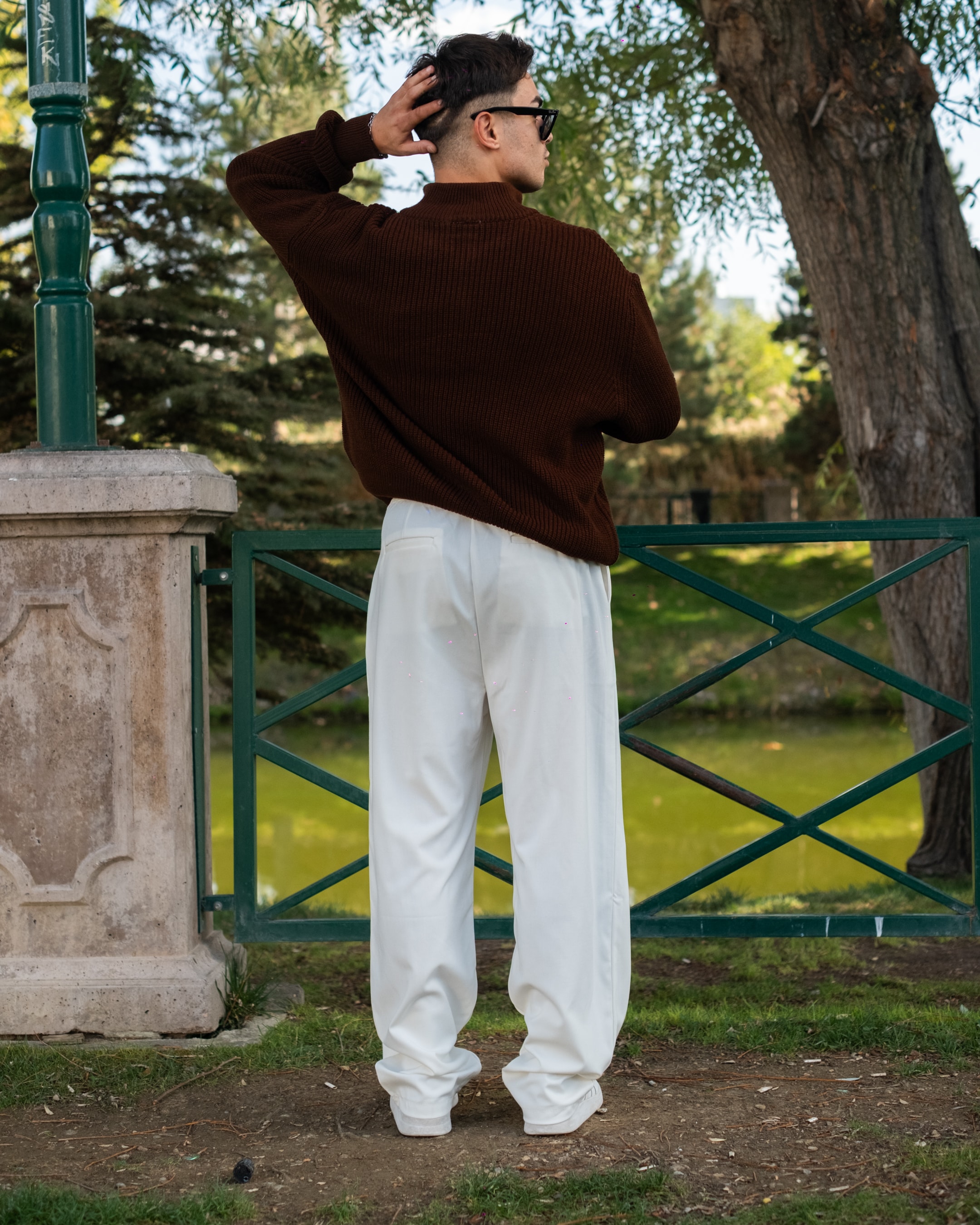Ekru Basic Baggy Kumaş Pantolon