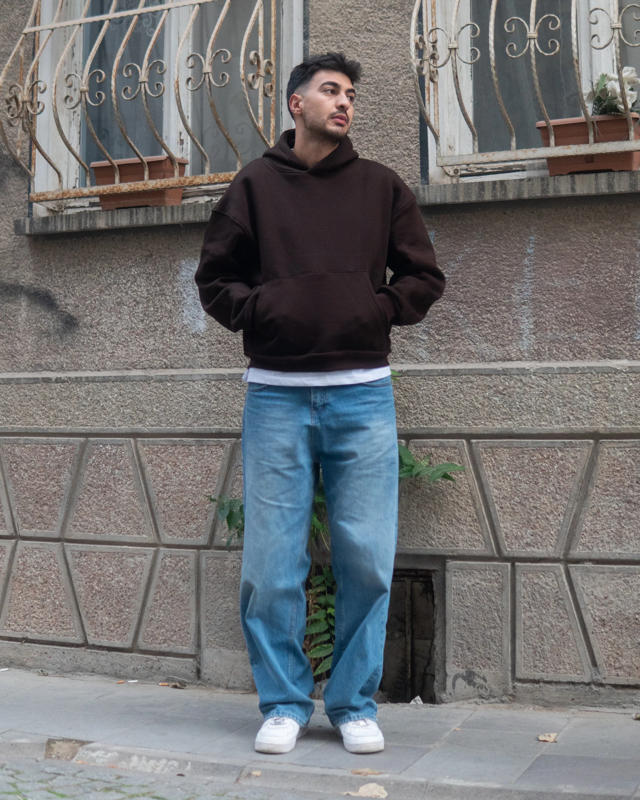 Kahve Basic Oversize Hoodie