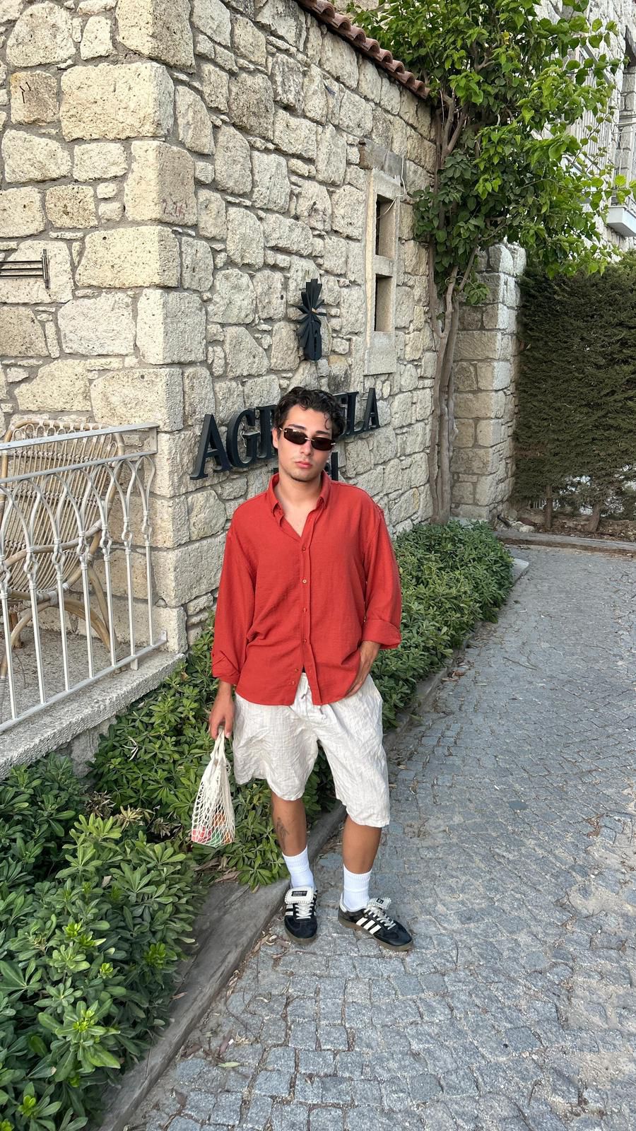 Basic Relaxed Fit Gömlek - Kiremit