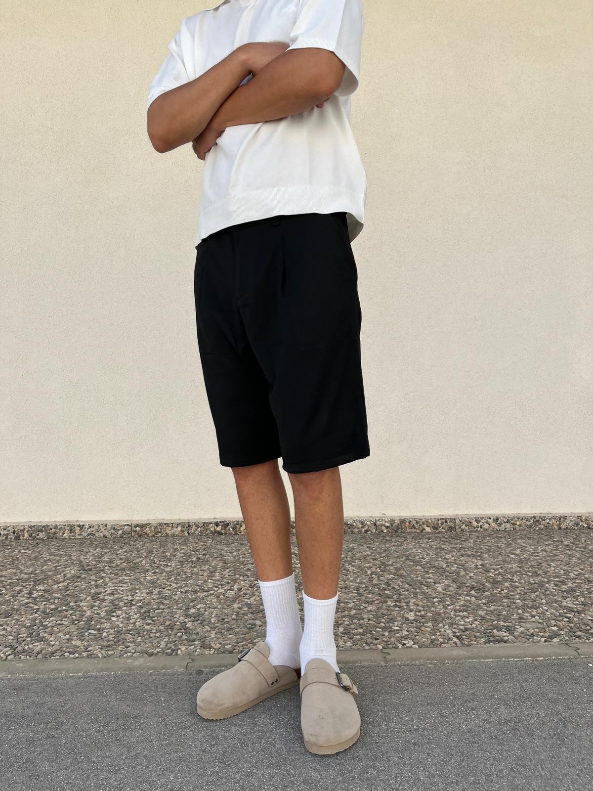 Siyah Unisex Baggy Kumaş Şort