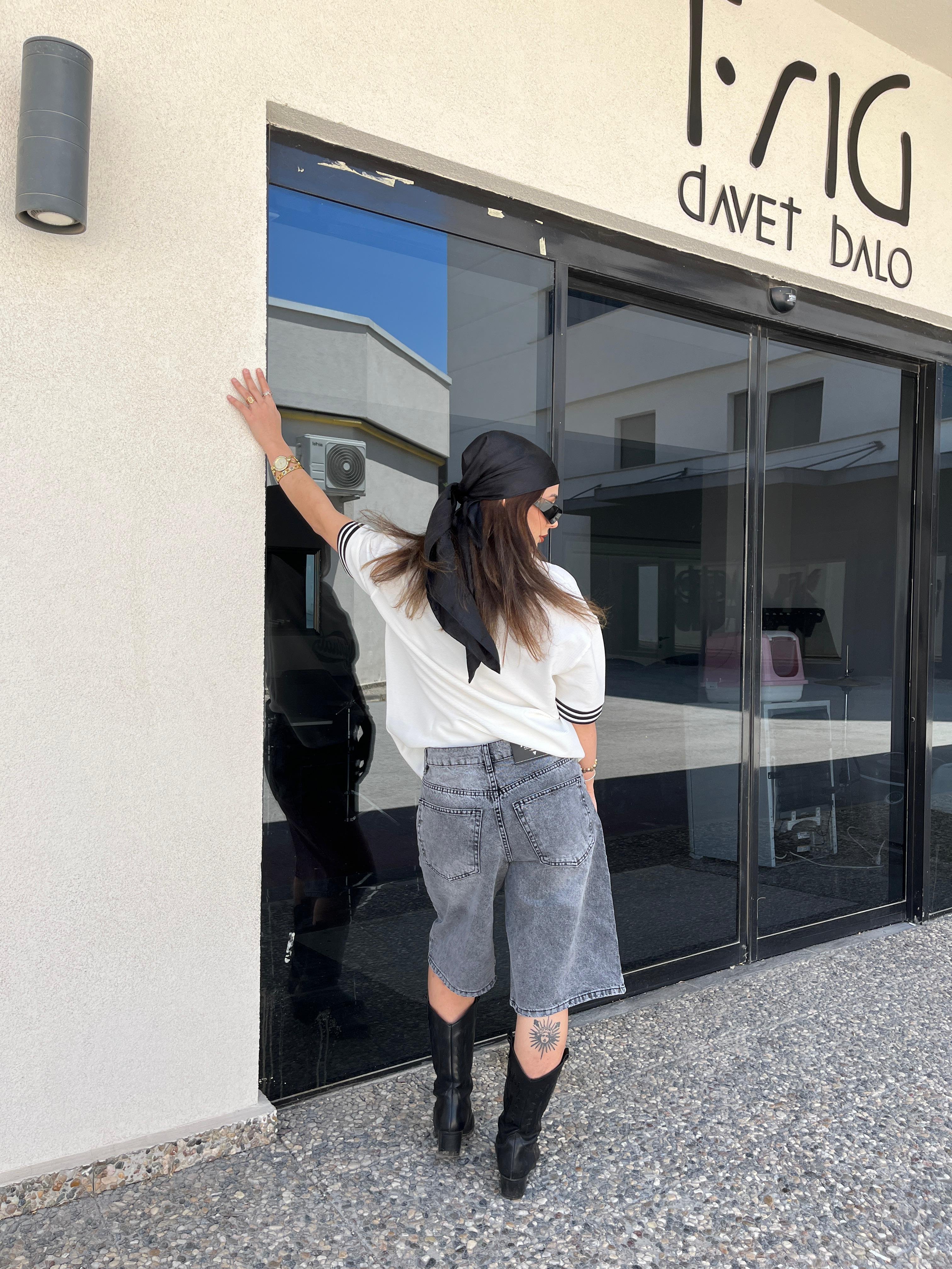 Printed Premium Oversize Jersey - Beyaz
