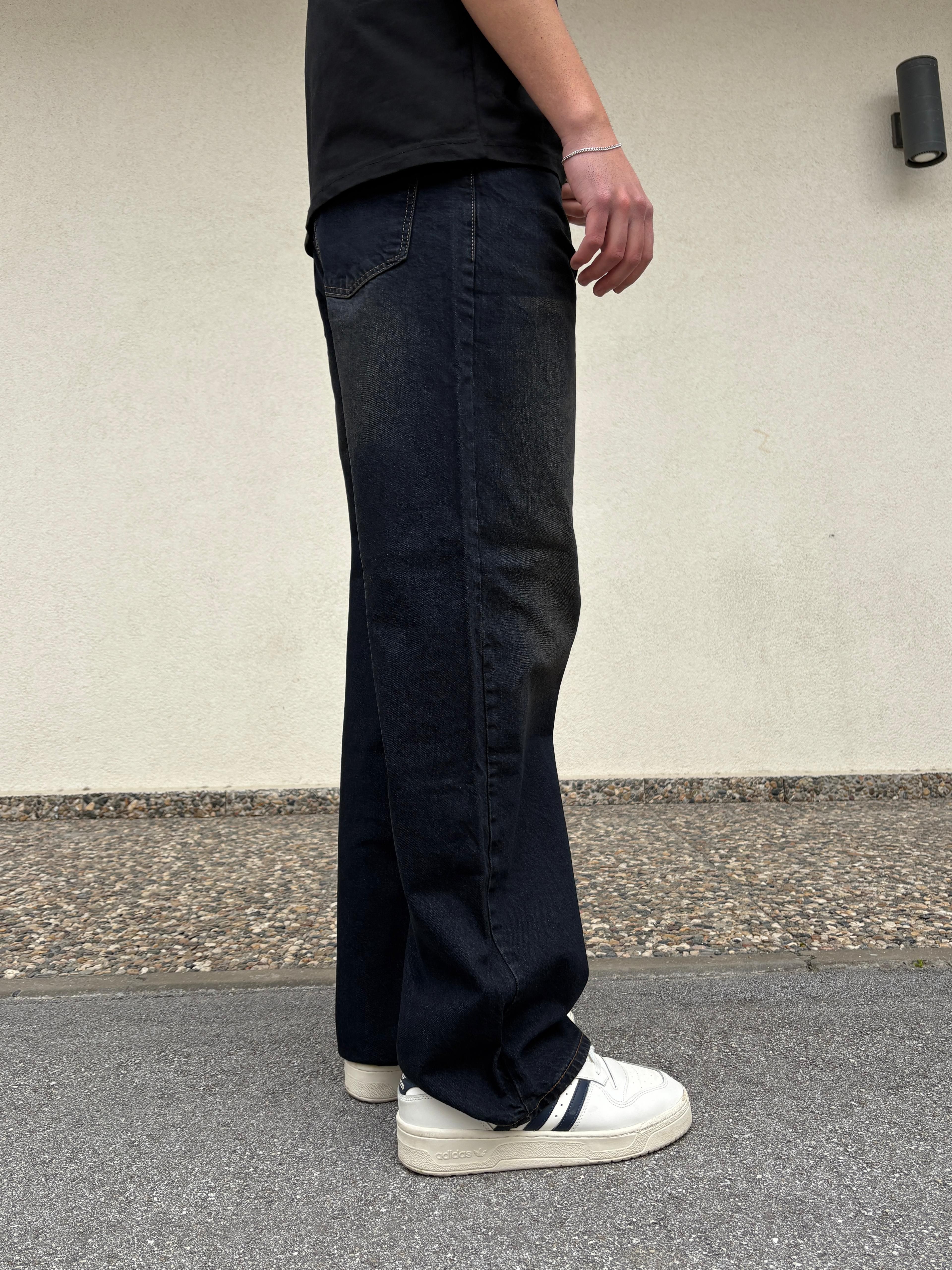 Dark Brown Wash Effect Baggy Jeans