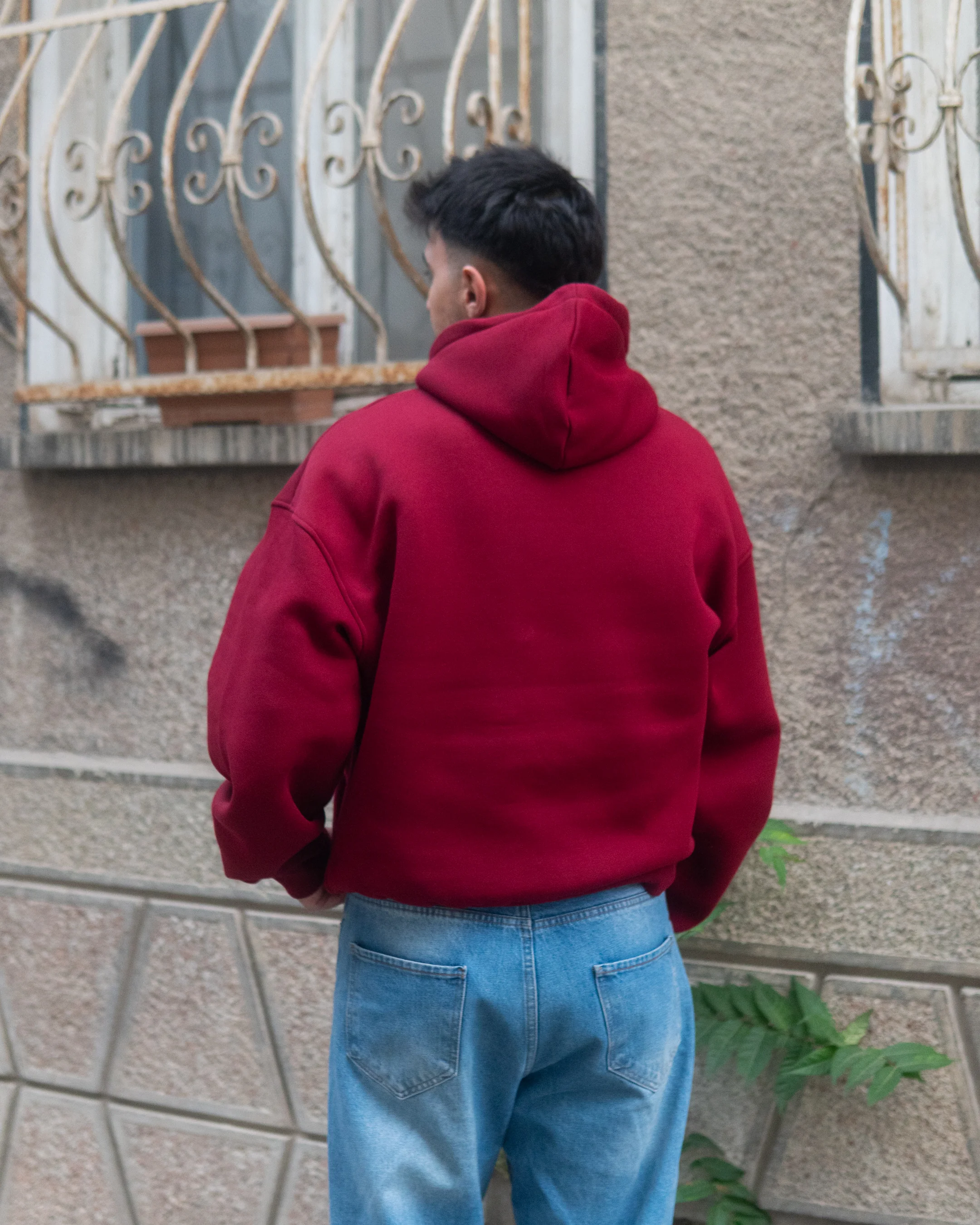 Basic Oversize Hoodie Bordo
