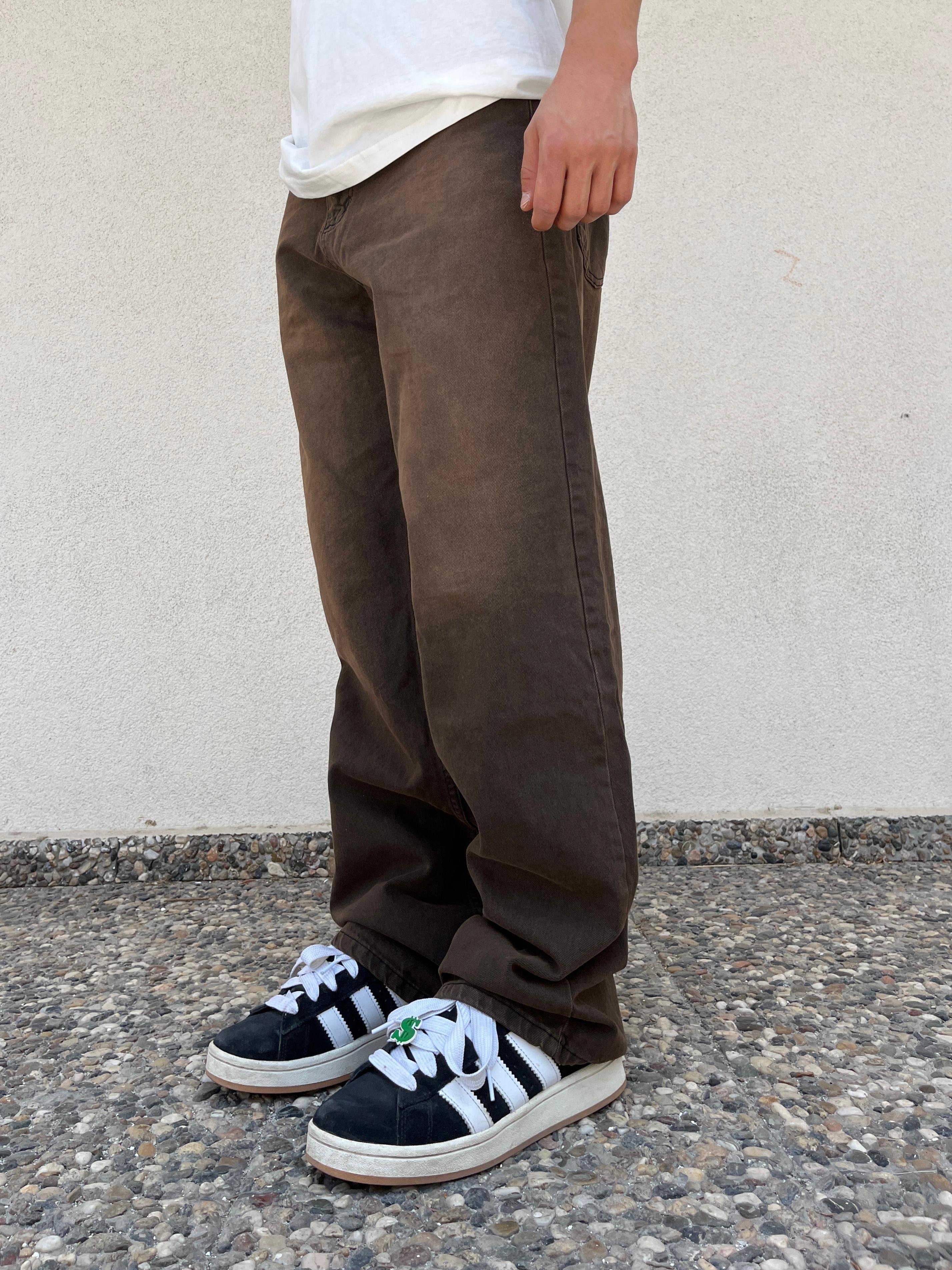 Washed Baggy Jeans - Brown