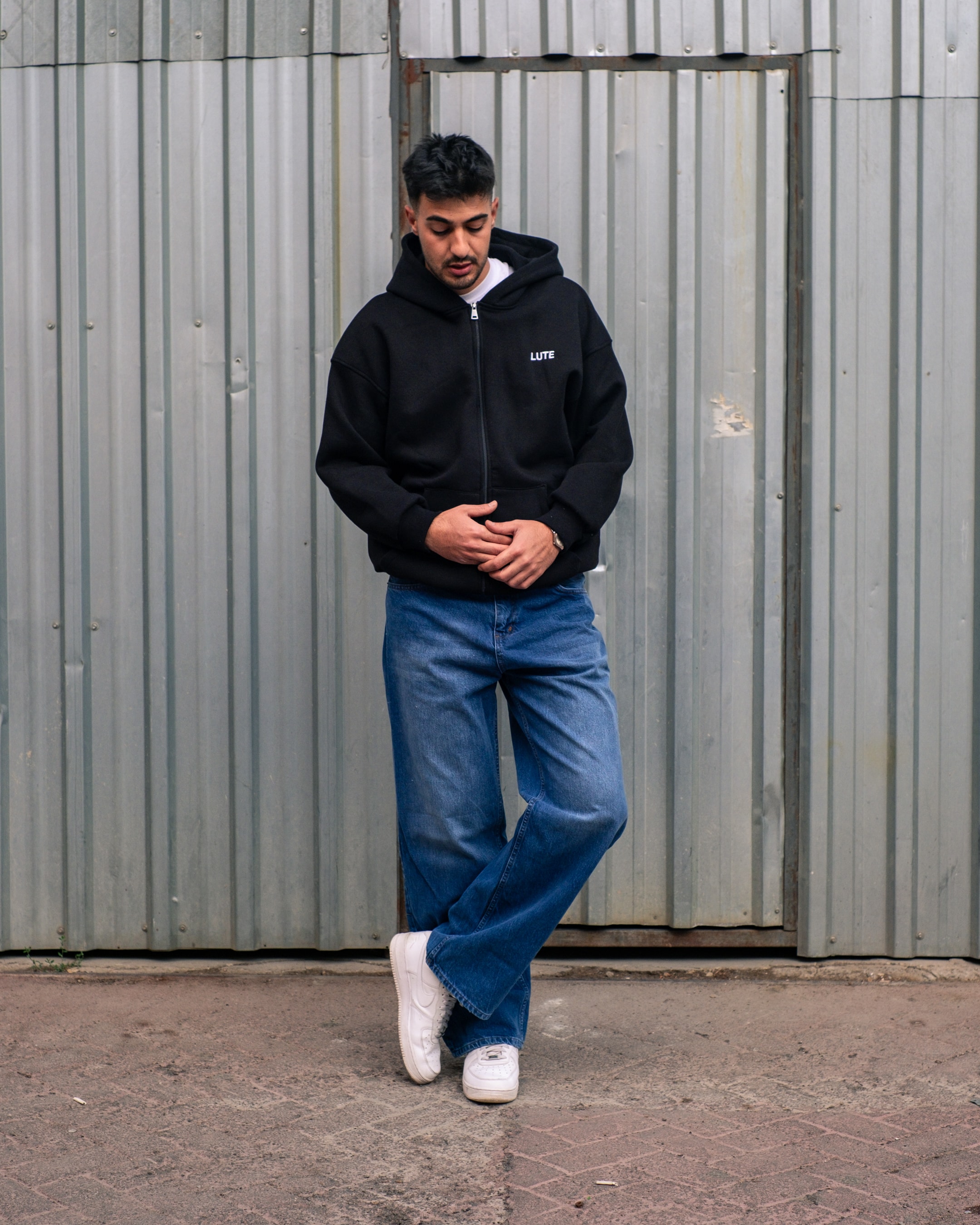 LUTE Siyah Premium Oversize Zip Hoodie