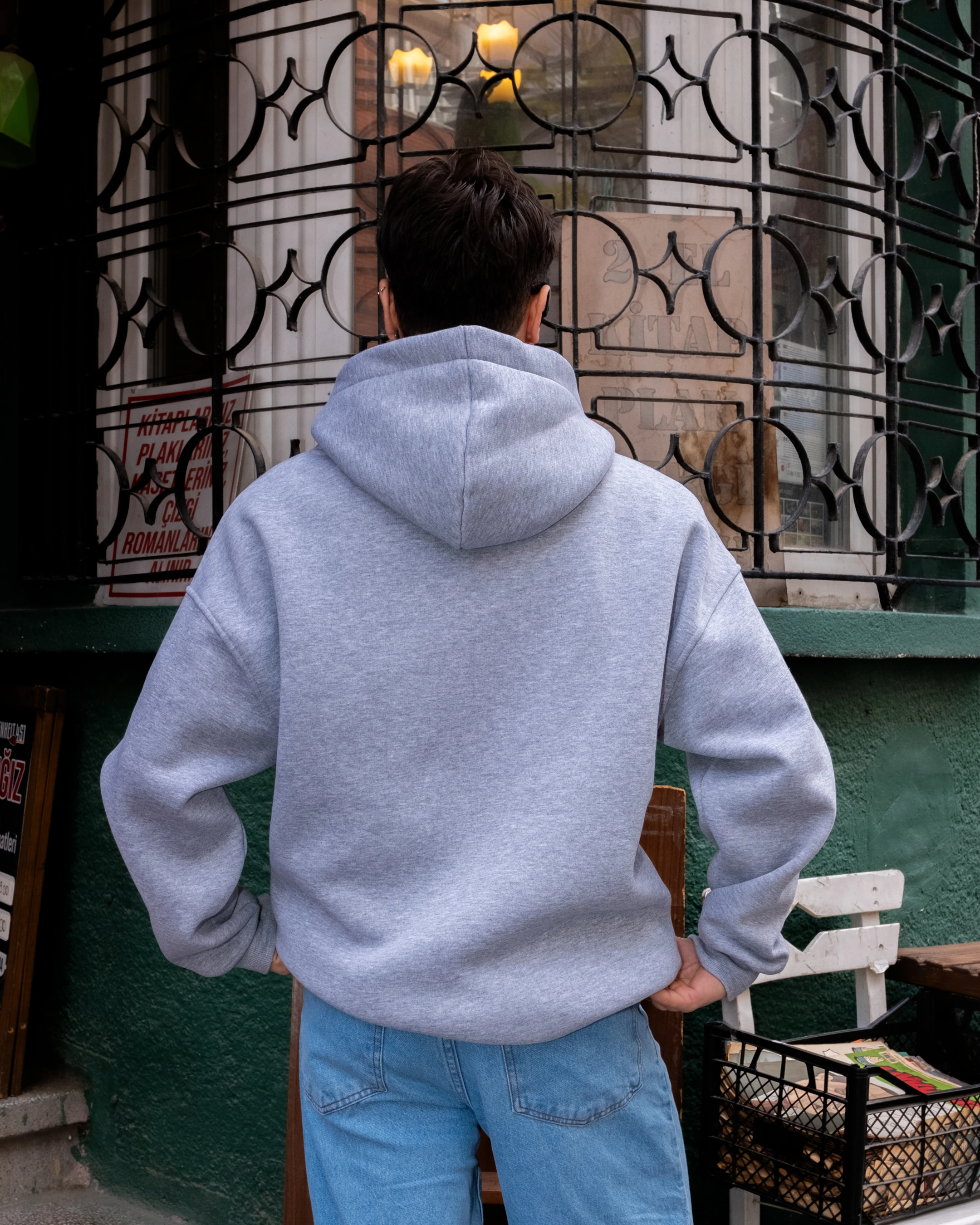 Gri Basic Full Zip Oversize Hoodie