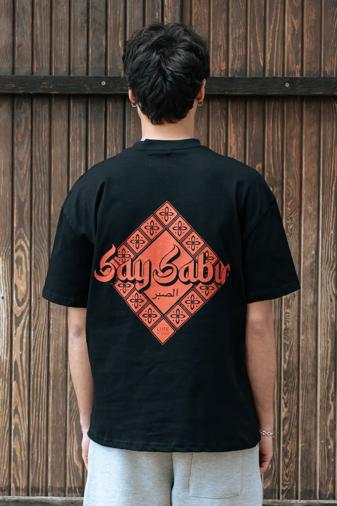 s*9様 saby RAPEL SHIRTS Say Sabır Oversize Premium T-Shirt Siyah