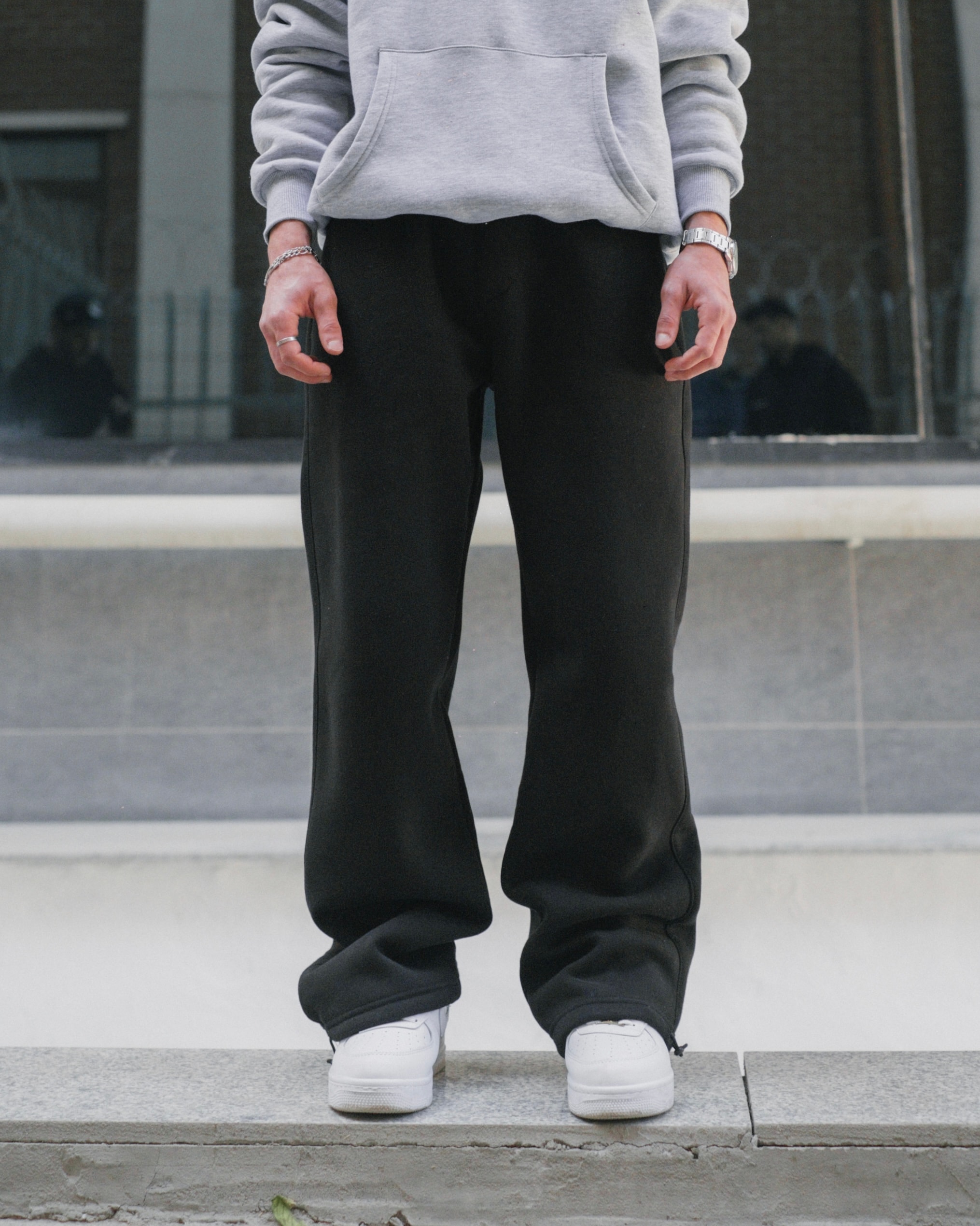 Basic Black Baggy Sweatpants - Kışlık