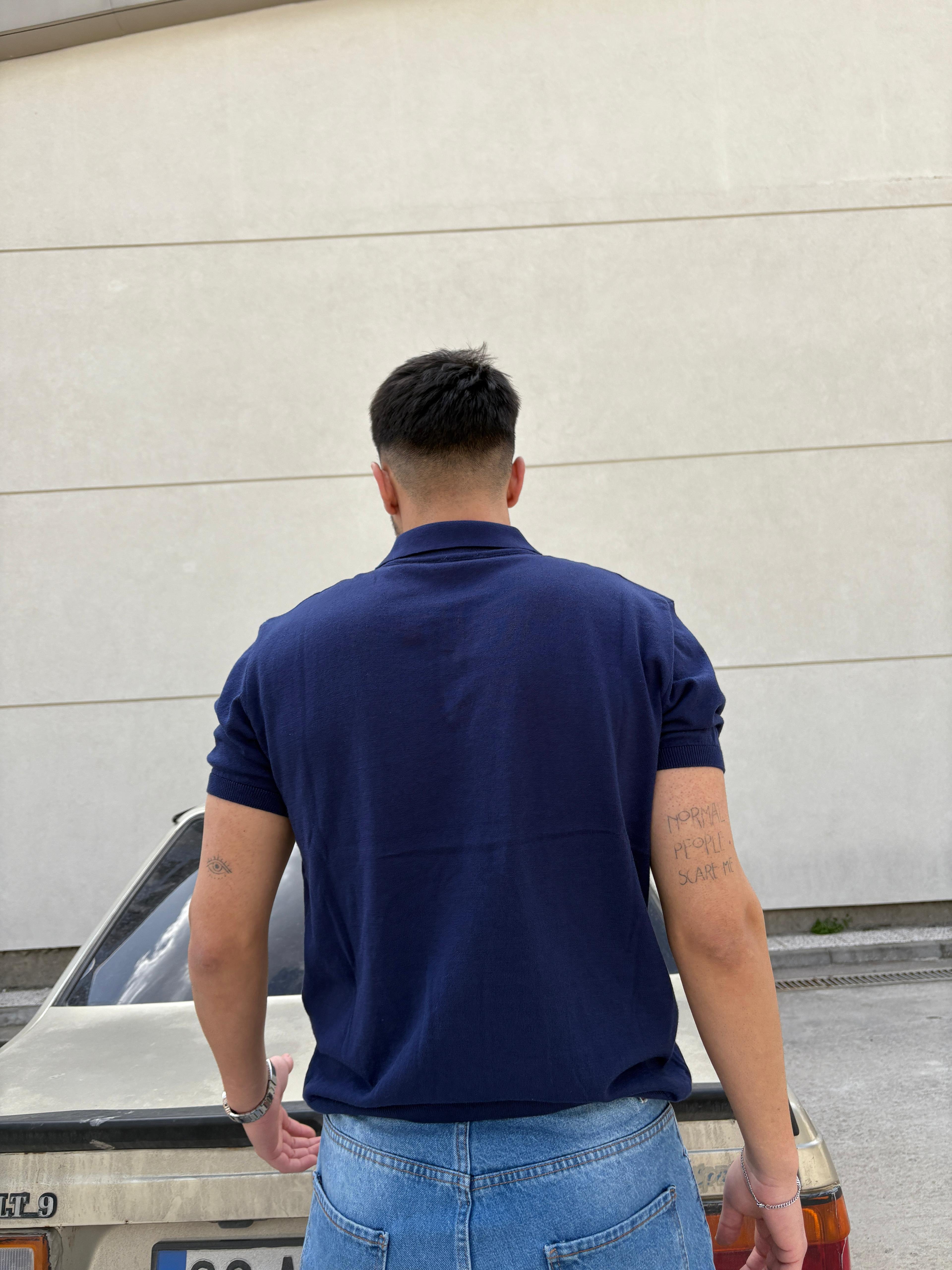 T.D. Slim Fit Basic Polo Yaka T-Shirt - lacivert