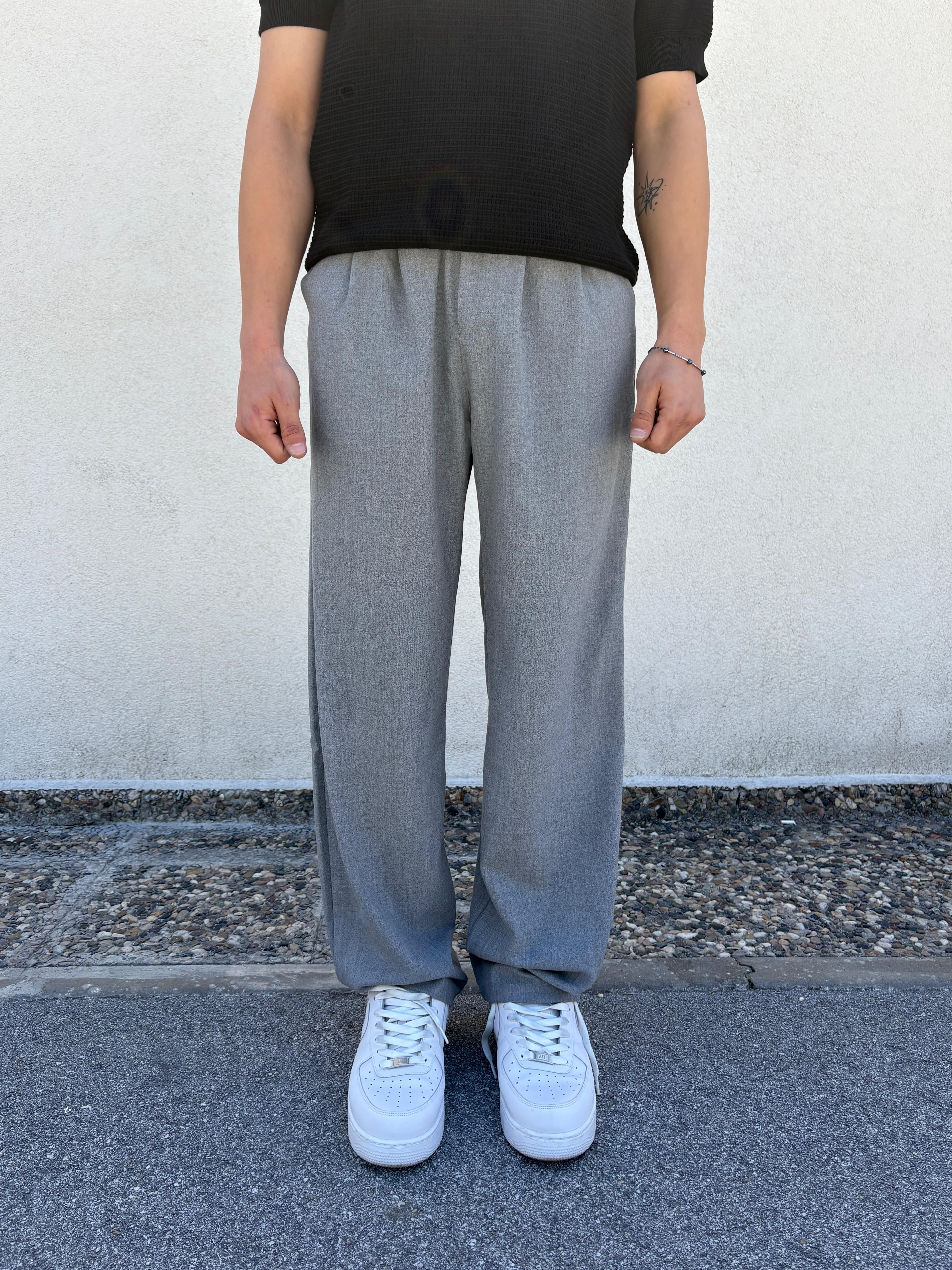 Gri Basic Baggy Kumaş Pantolon