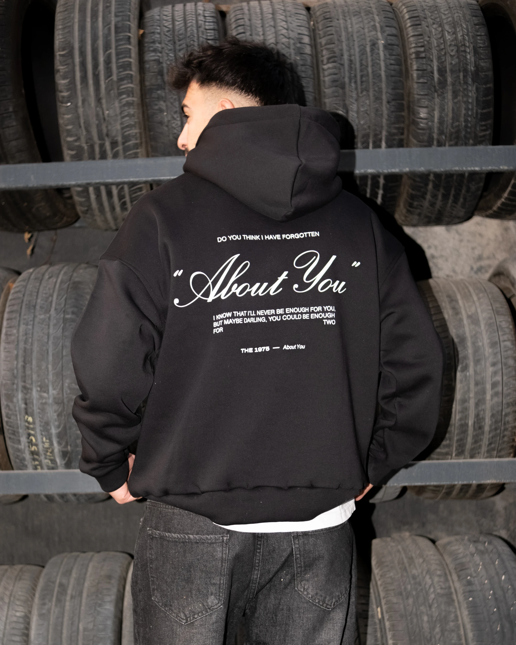 About You Printed Oversize Hoodie Siyah