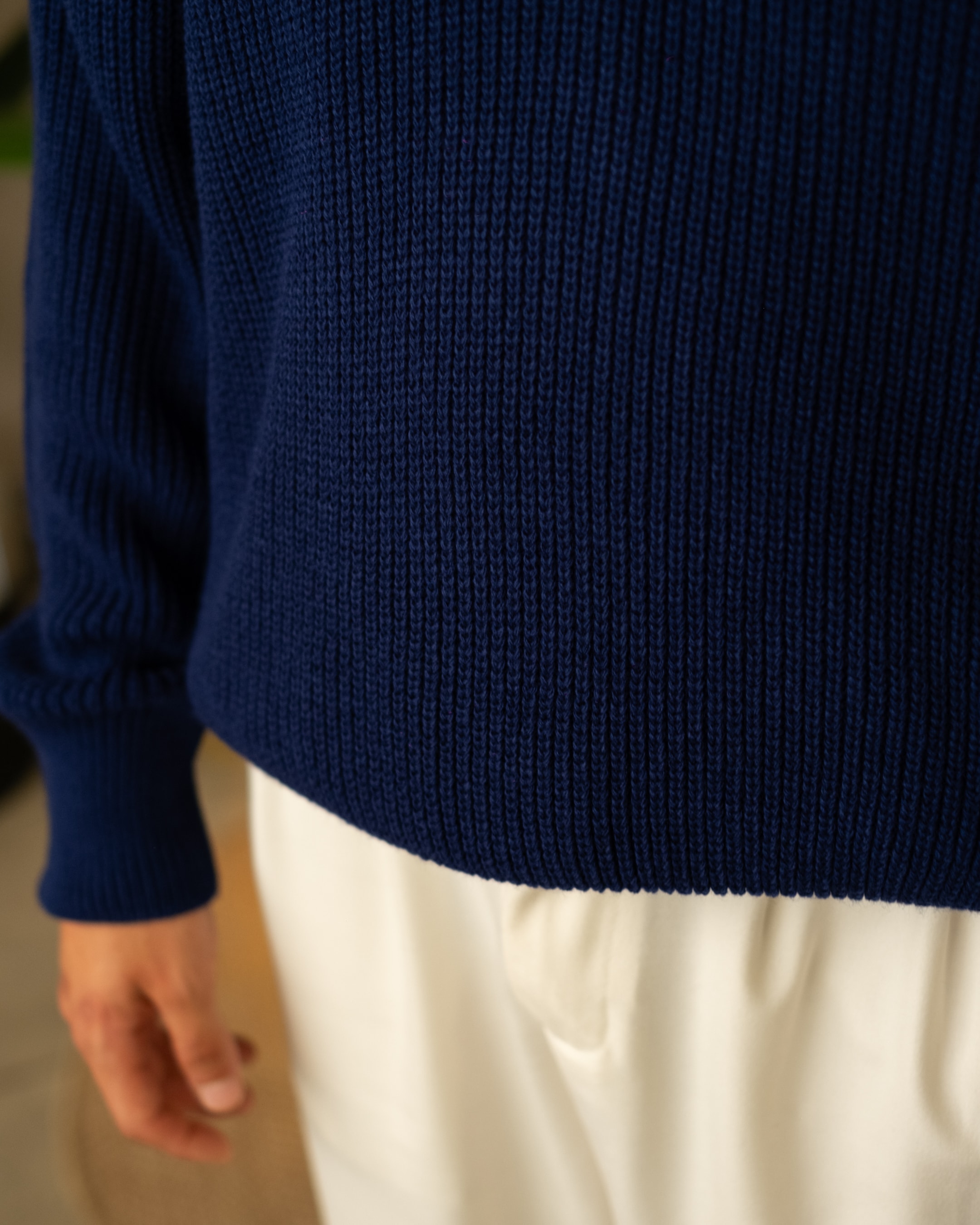 İndigo Half Zip Oversize Triko 