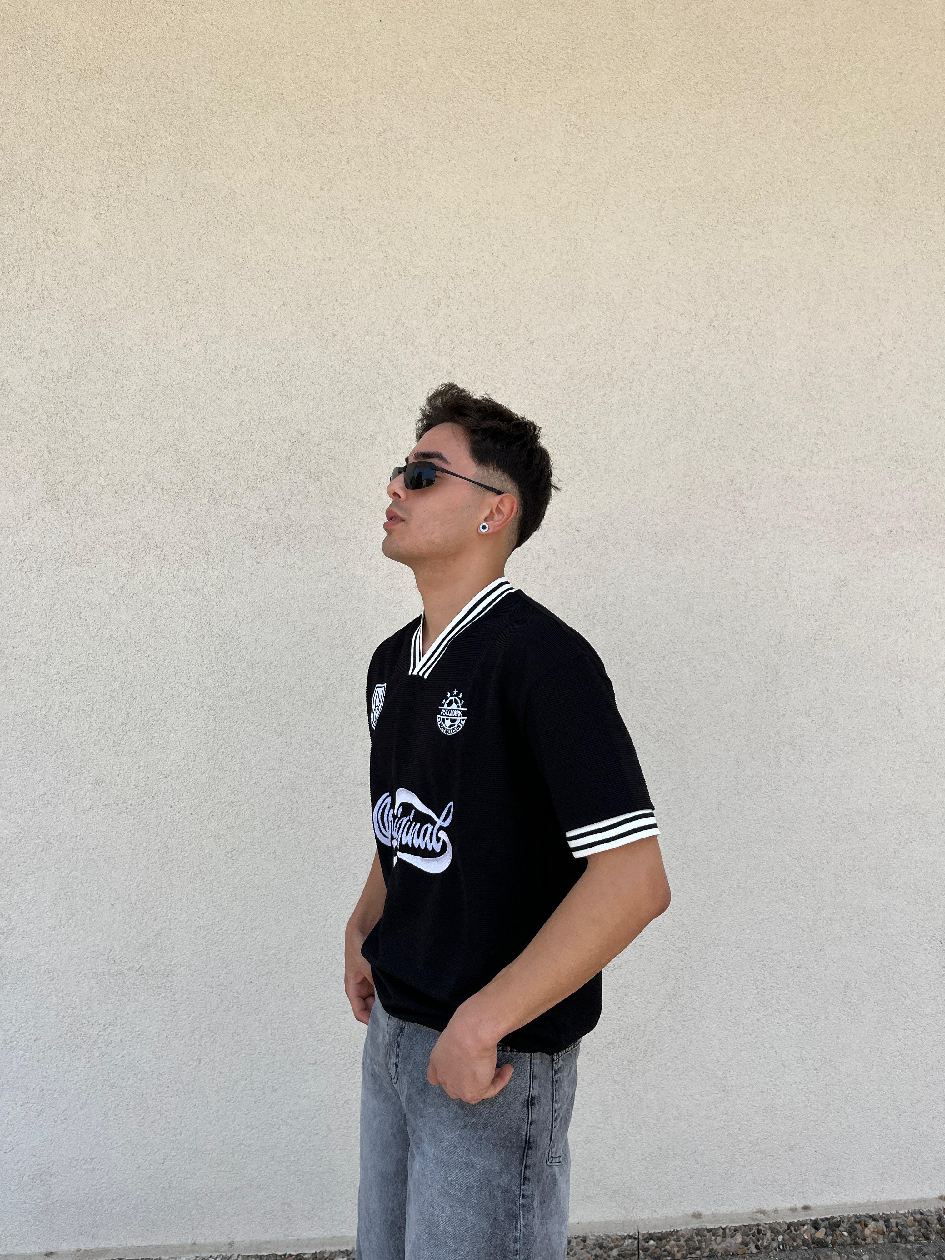 Printed Premium Oversize Jersey - Siyah