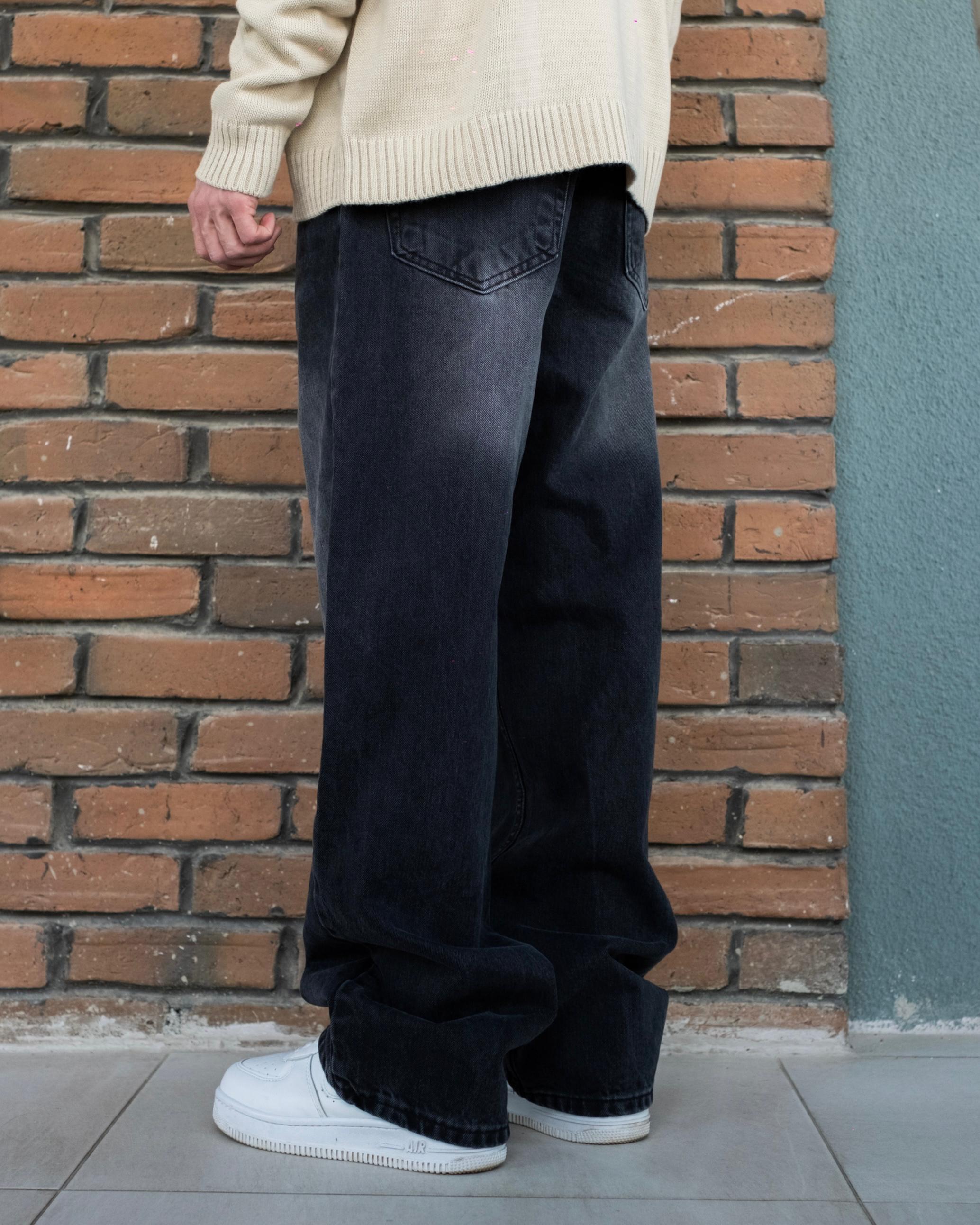 Black White Washed Baggy Jeans 