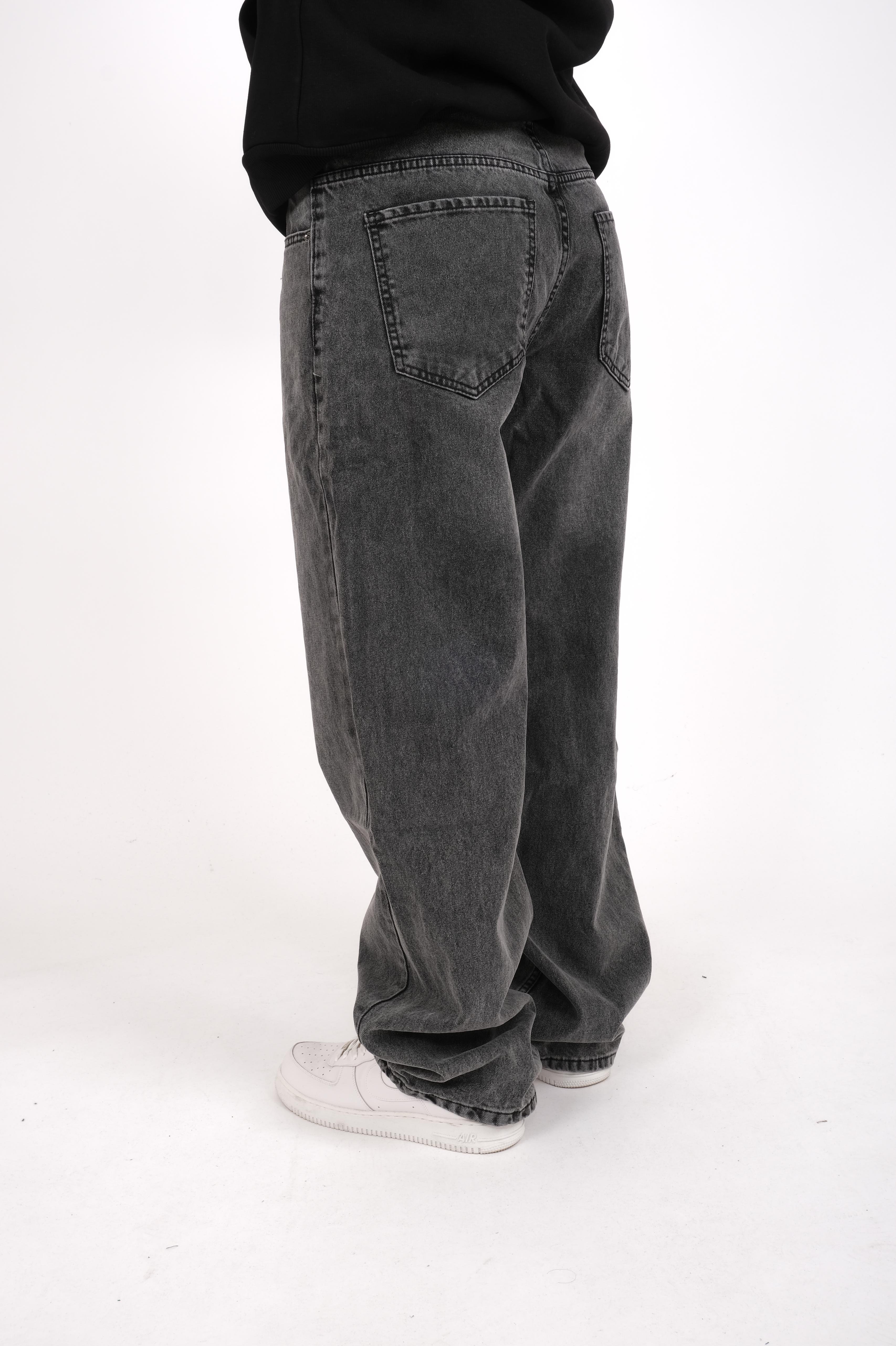 Dark Grey Washed Baggy Jeans